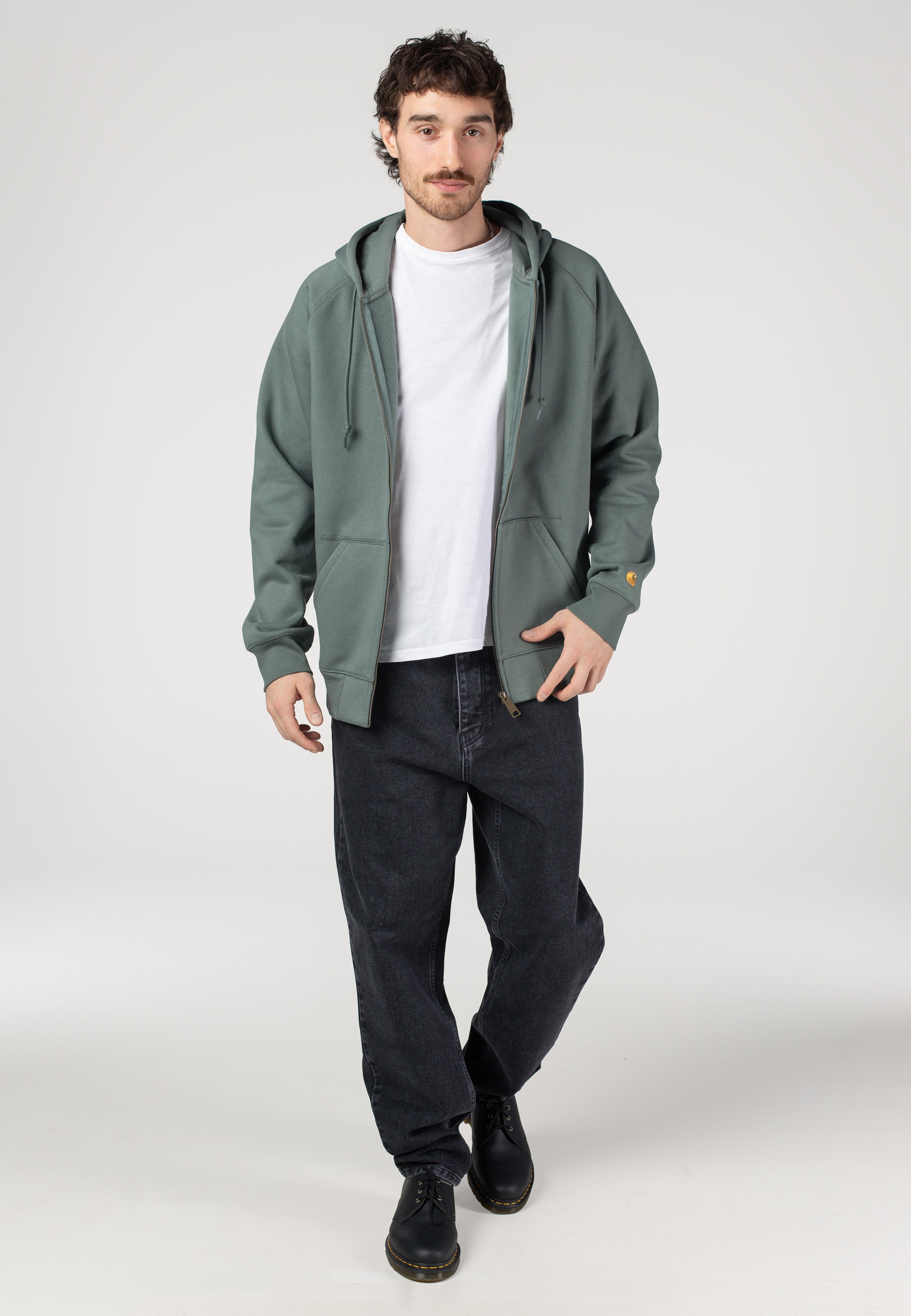 Carhartt WIP - Hooded Chase Velvet Green/Gold - Zipper | Men-Image