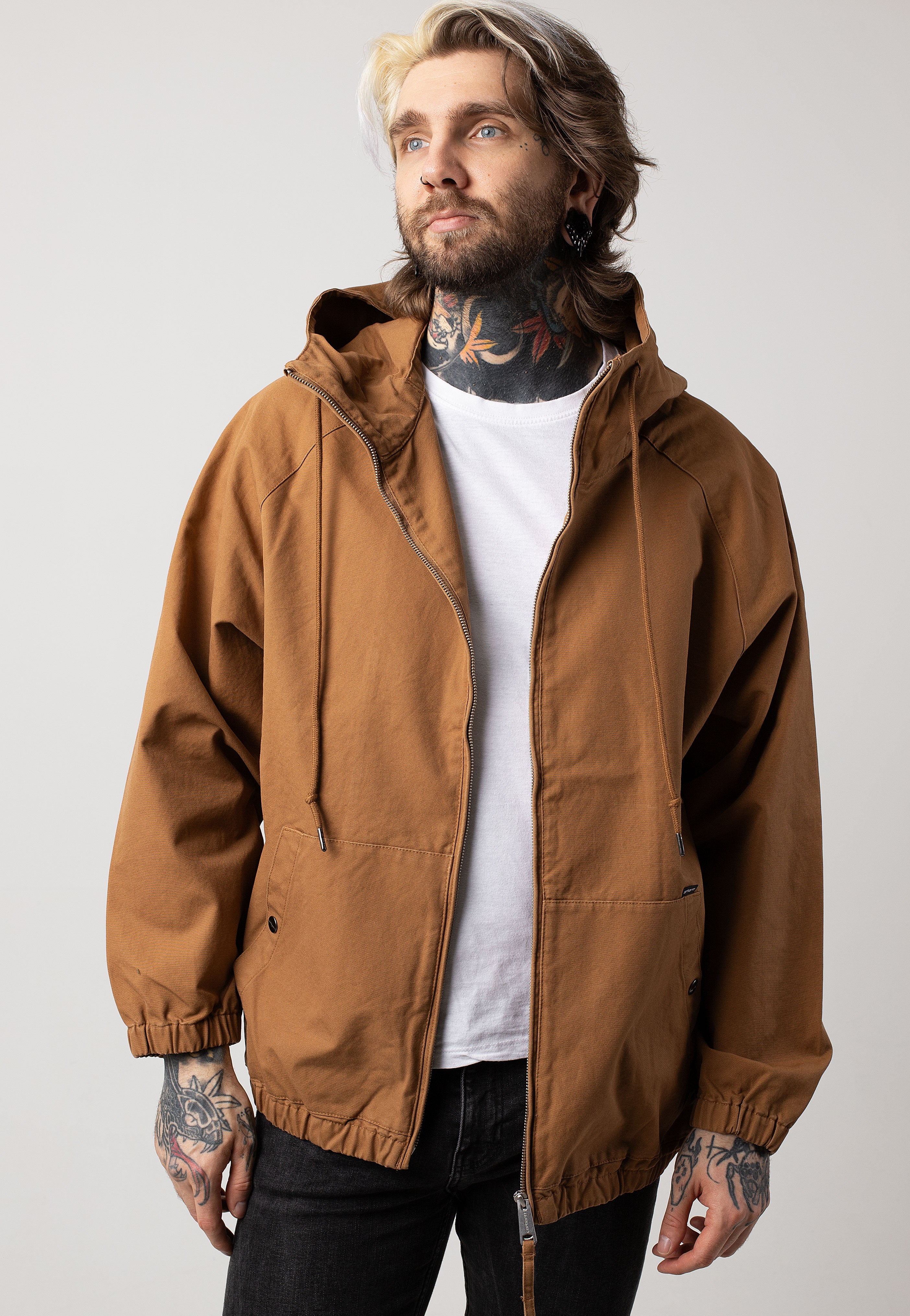 Carhartt ブラウン ジャケット Carhartt Ctsj140 Brown Quilted Flannel-Lined Duck Active Jacket