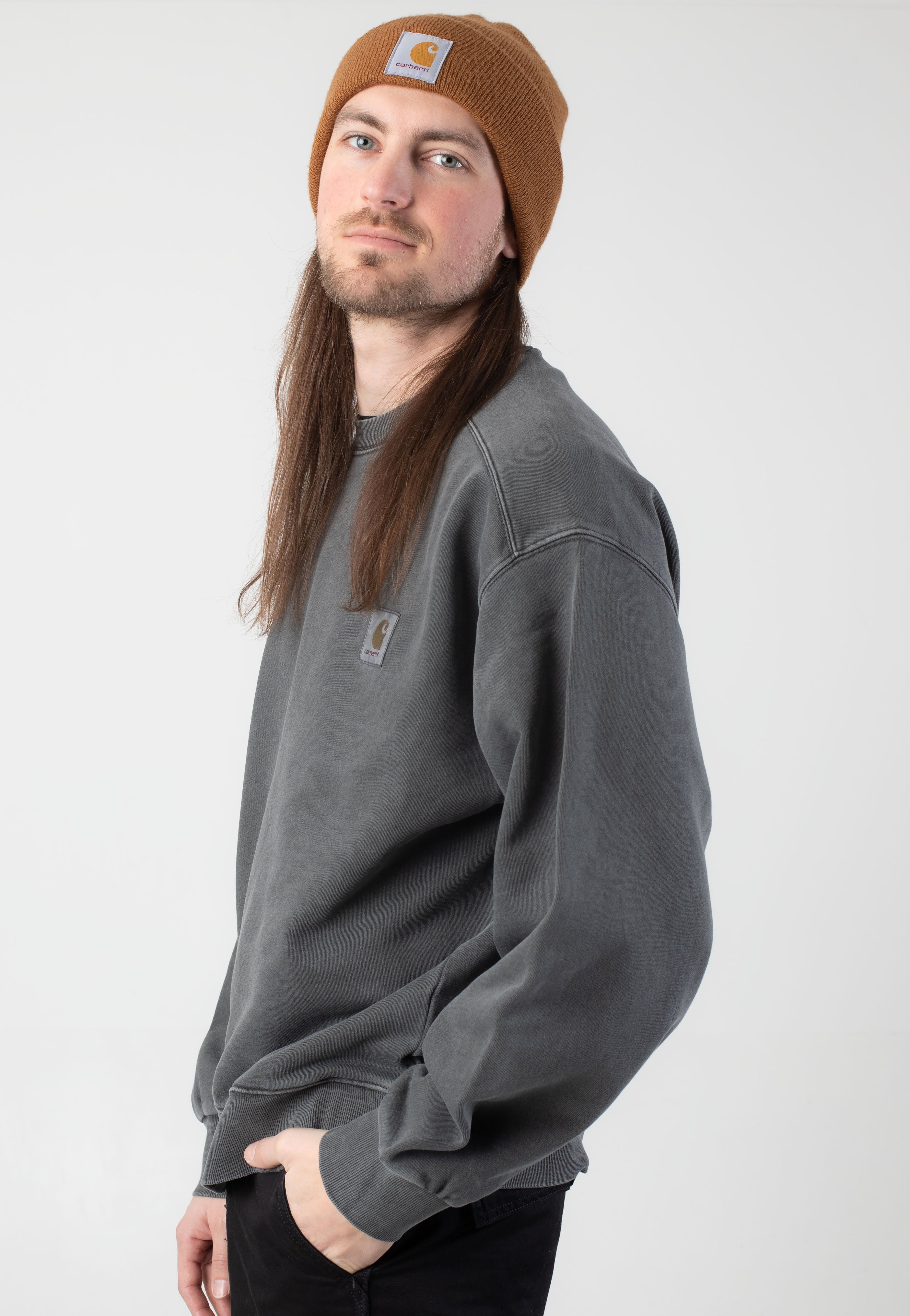 Carhartt WIP - Nelson Garment Dyed Graphite - Sweater | Men-Image