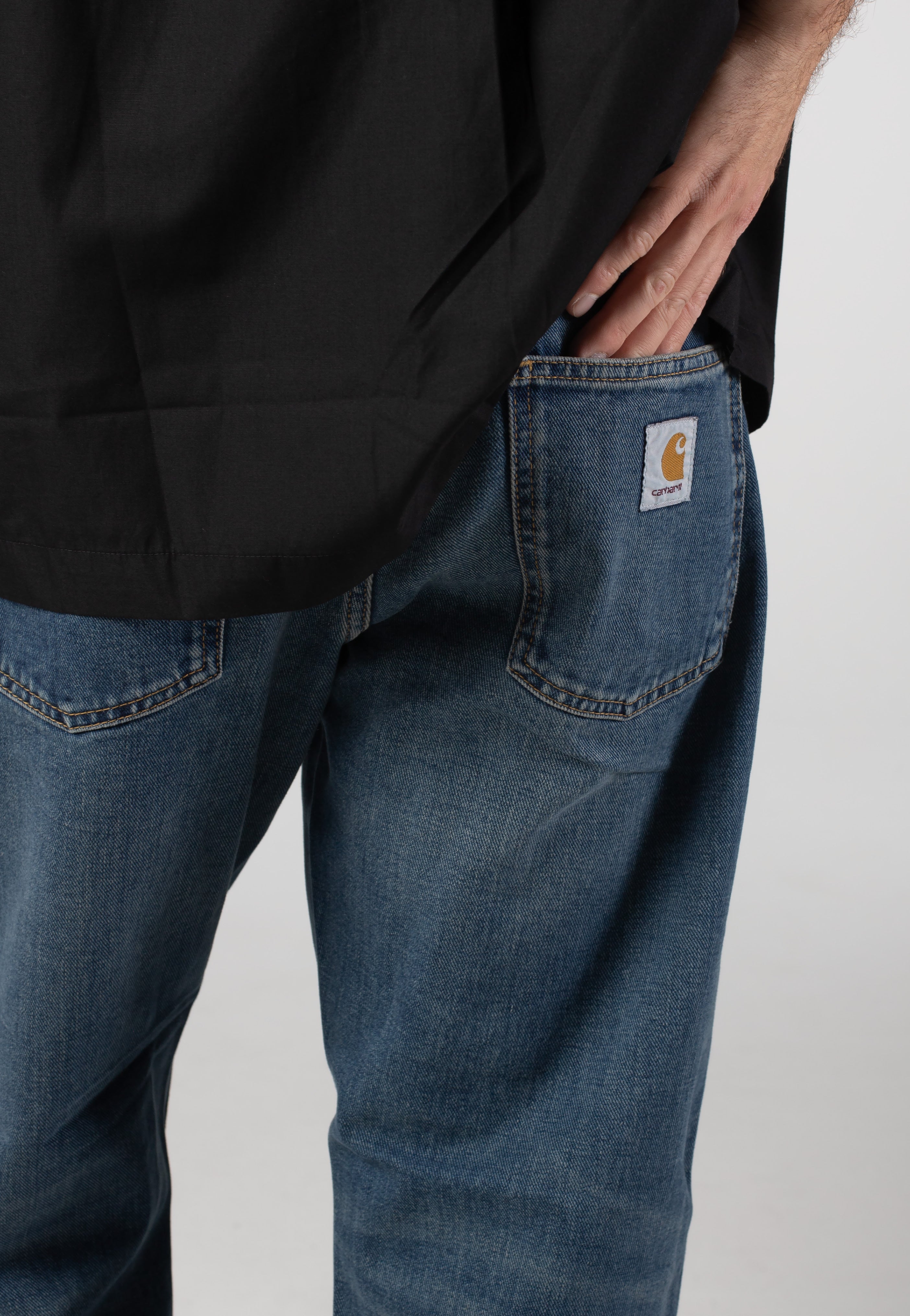 Carhartt WIP - Newel Dark Used Wash Blue - Pants | Men-Image