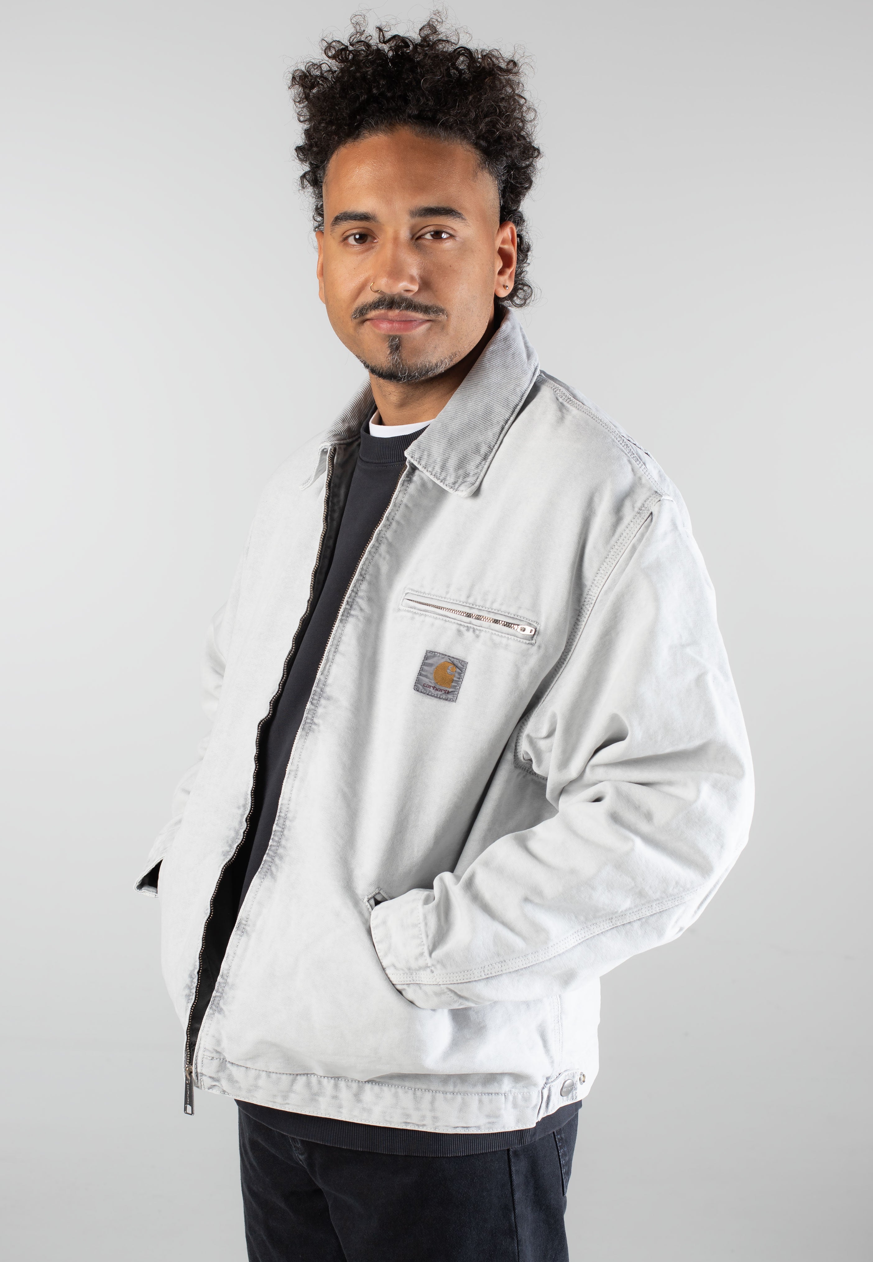 Carhartt WIP OG Detroit Canvas Black/Black Chalk Wash - Jacket