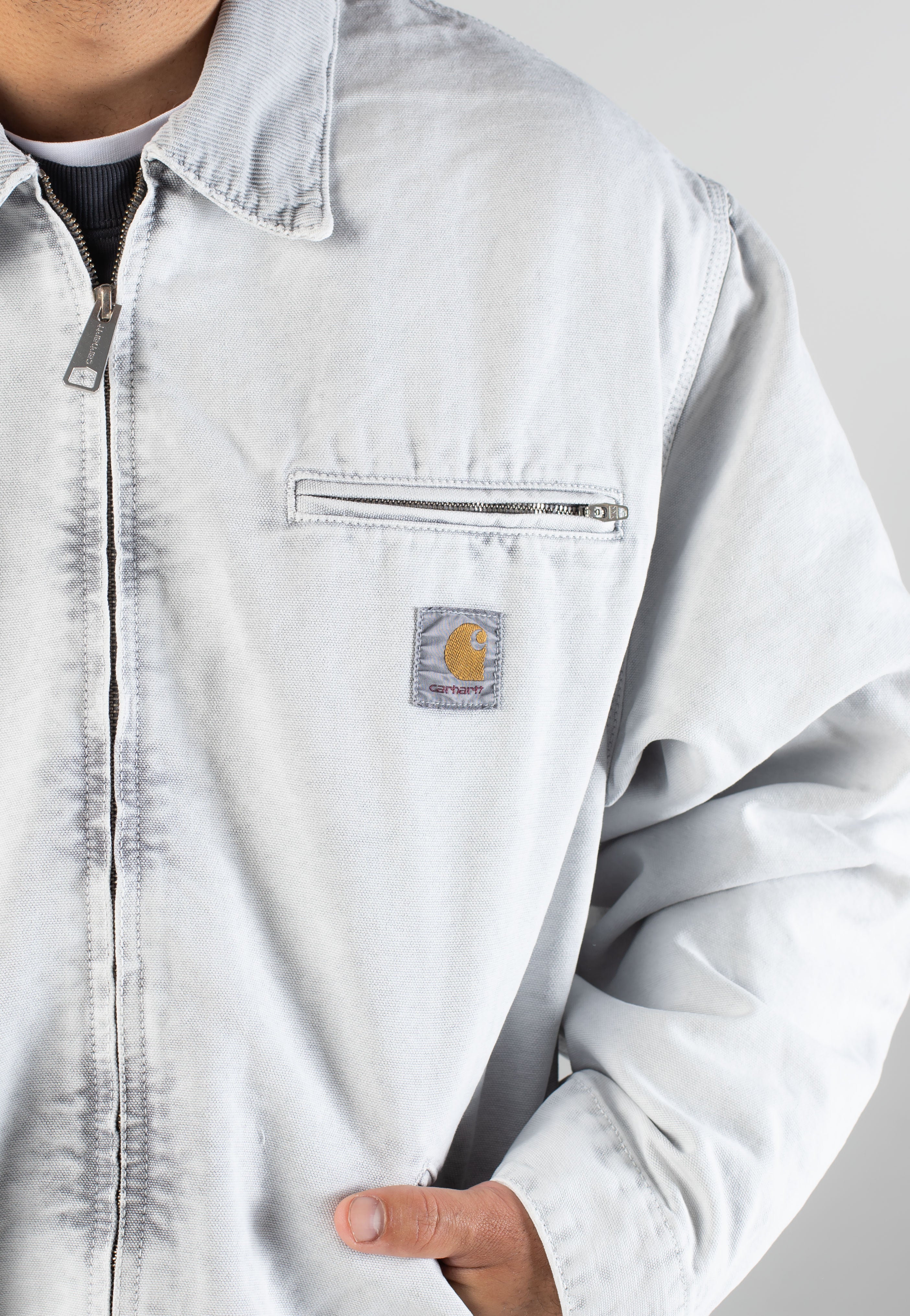 ジャケット・アウター Carhartt OG DETROIT JACKET chalk wash M Carhartt WIP - OG Detroit Canvas Black/Black Chalk Wash - Jacket