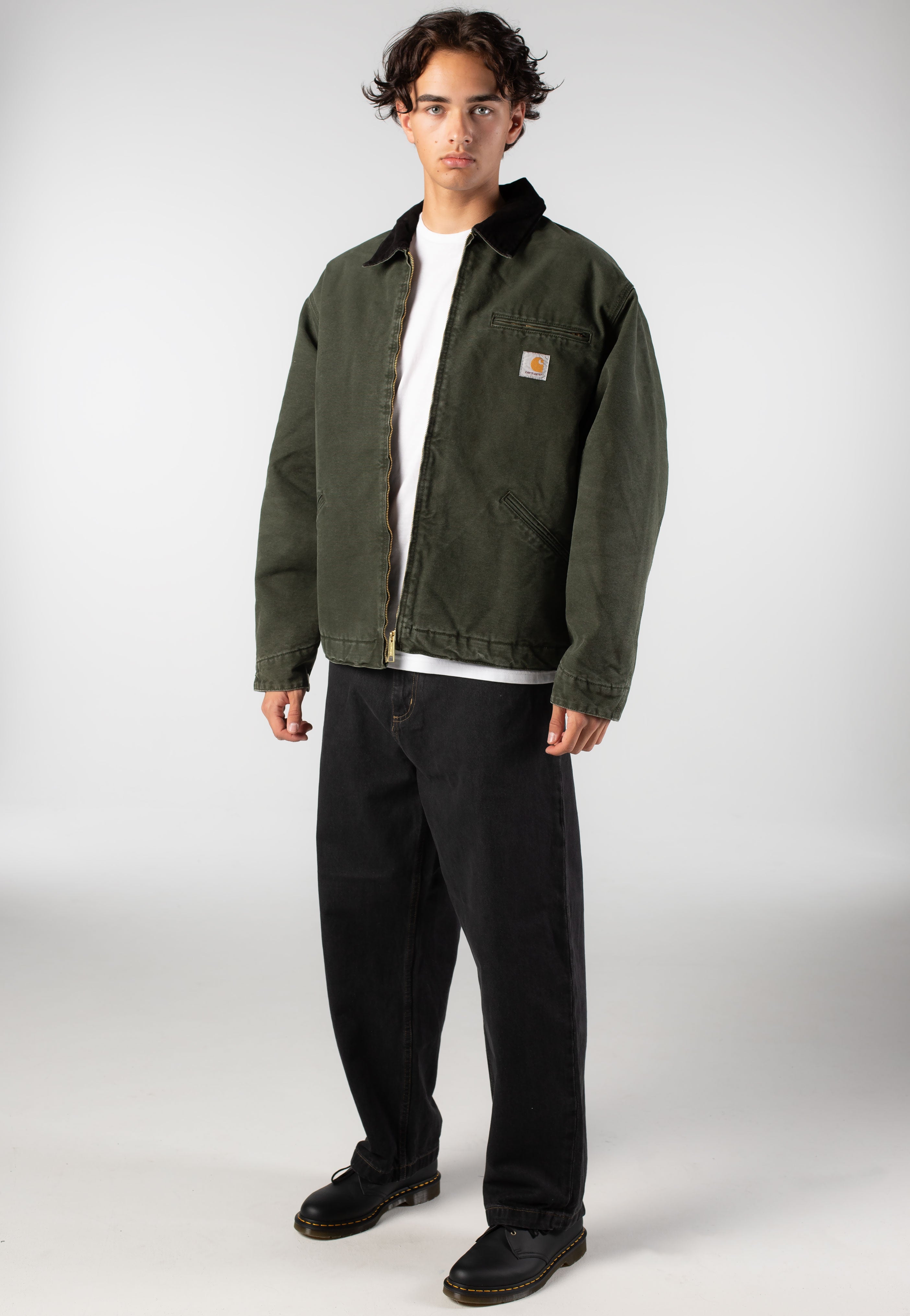 ジャケット・アウター CARHARTT WIP OG DETROIT JACKET Olive Carhartt WIP - OG Detroit Stone Canvas Olive/Black - Jacket