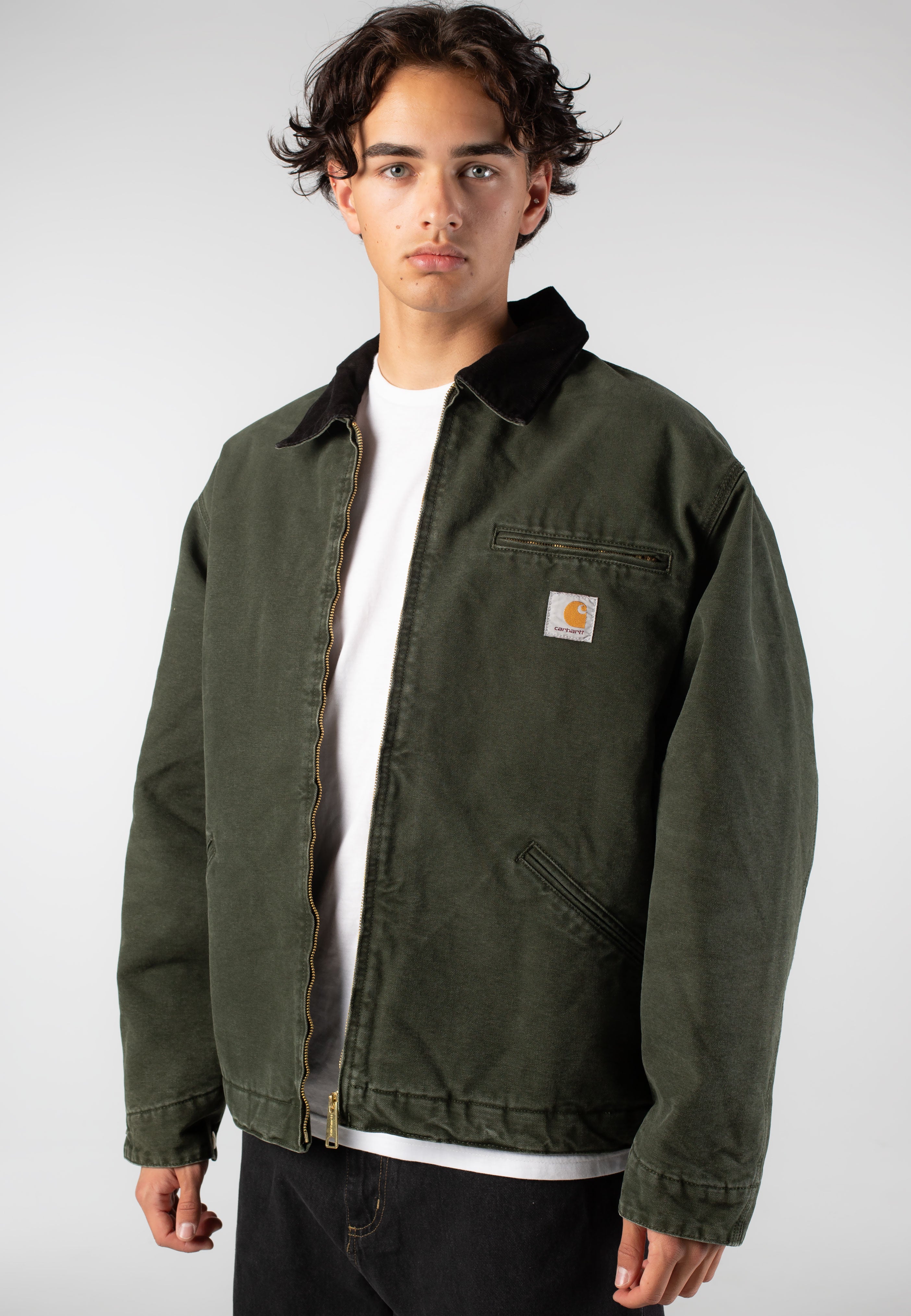 Carhartt WIP - OG Detroit Stone Canvas Olive/Black - Jacket | Men-Image