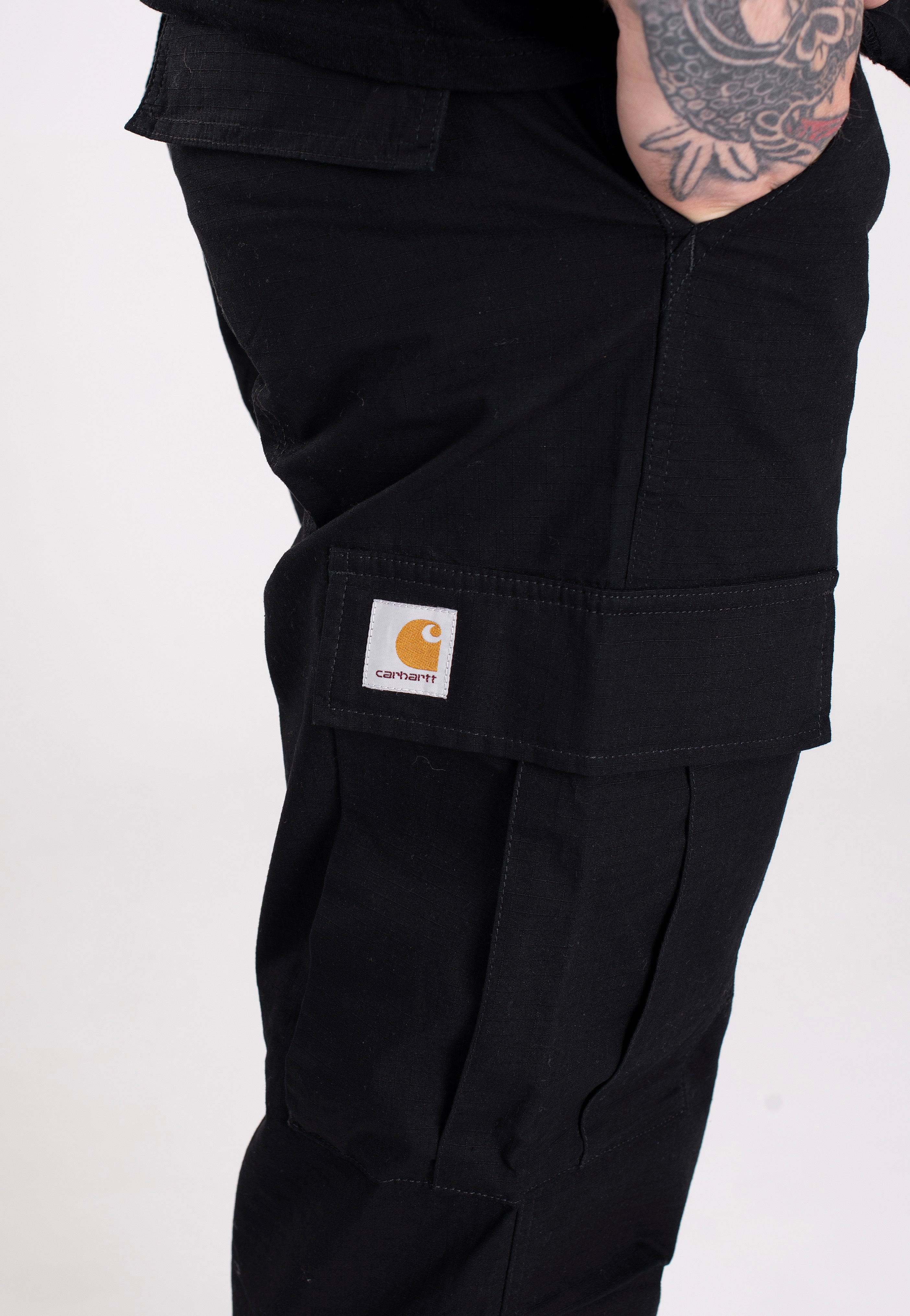 Carhartt WIP - Regular Cargo Rinsed Black - Pants | Men-Image
