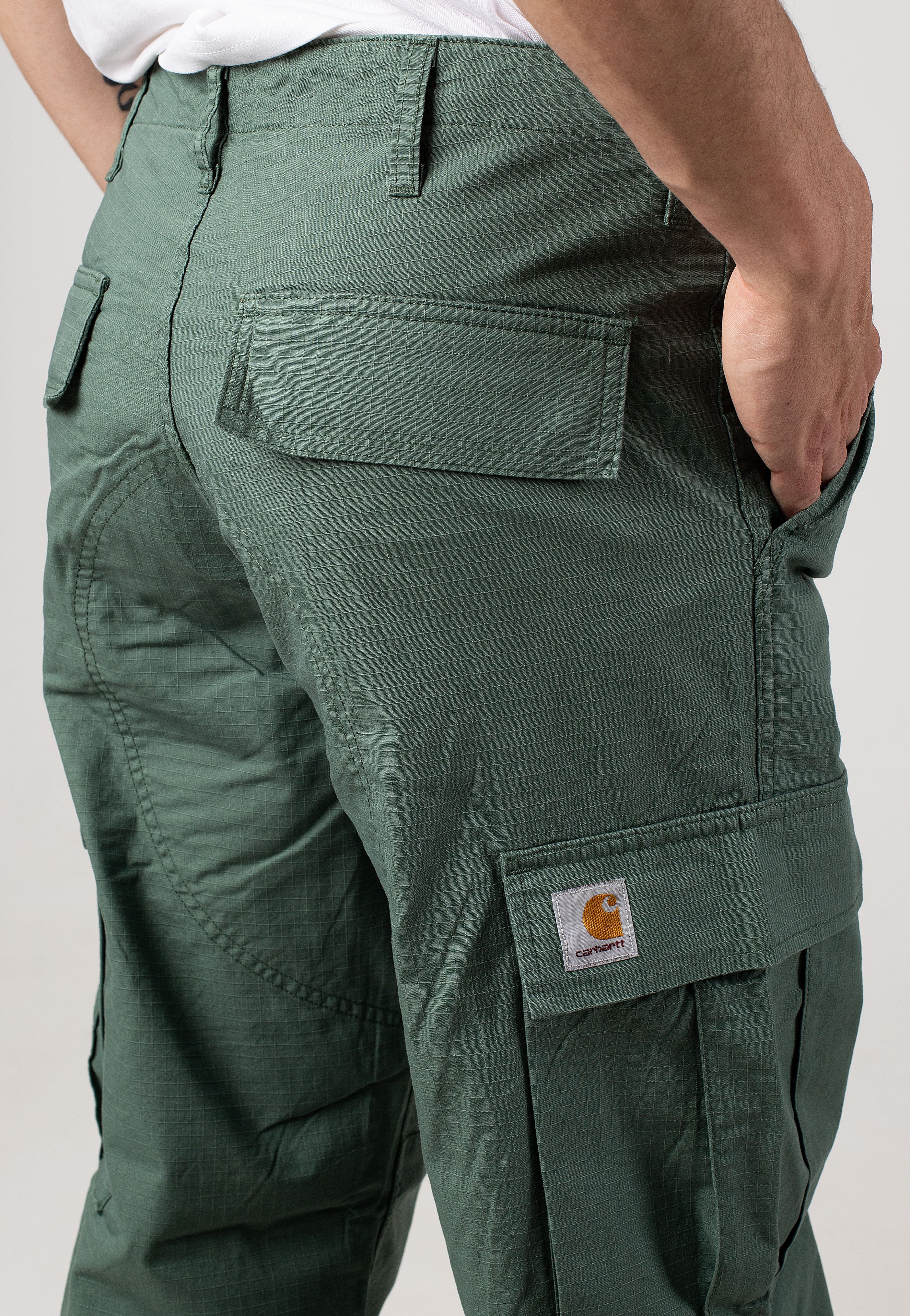 Carhartt WIP - Regular Cargo Rinsed Duck Green - Pants | Men-Image