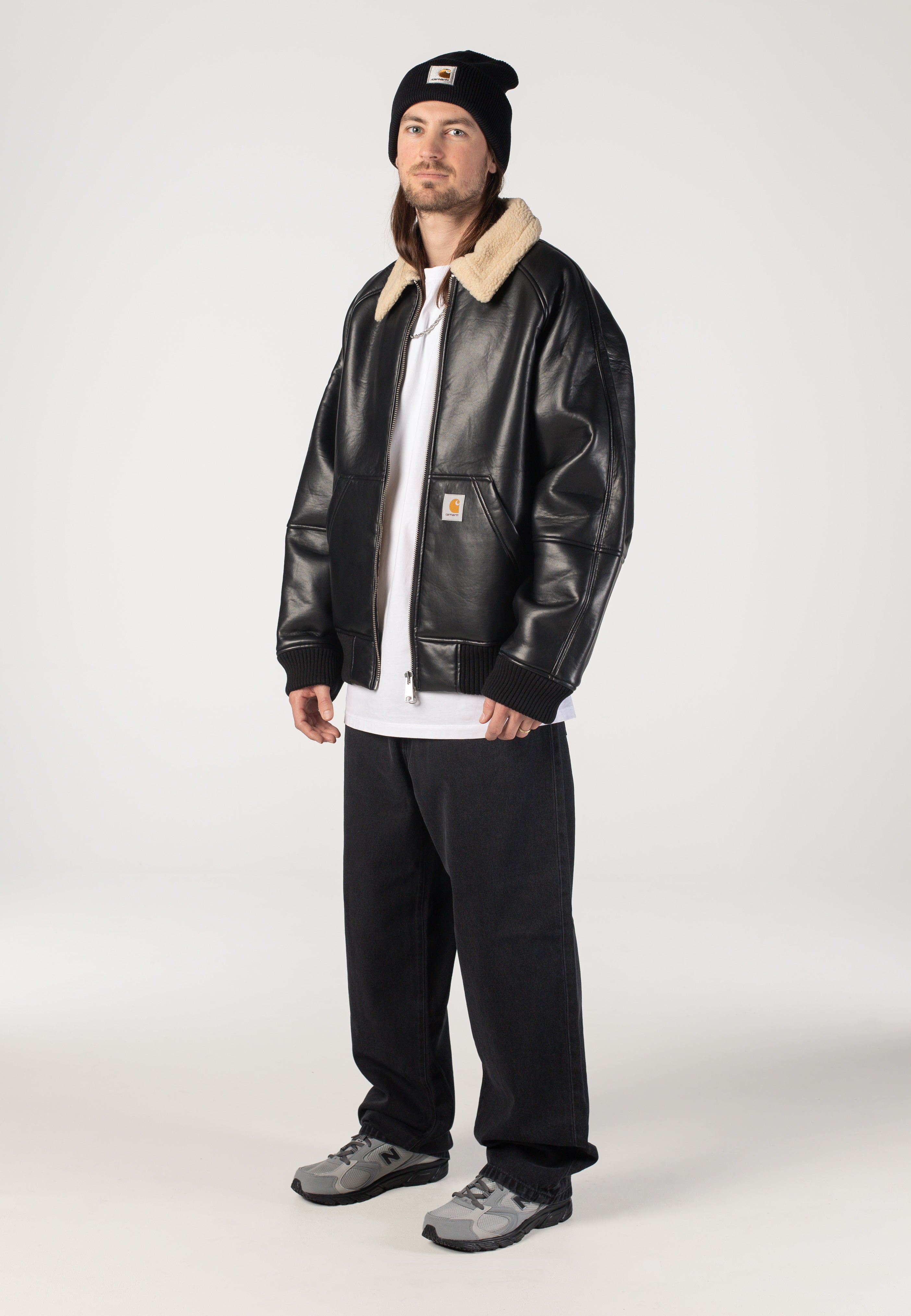 完売Carhartt Shepton Jacket Black L Carhartt Work In Progress: Black Shepton Faux-Leather Jacket