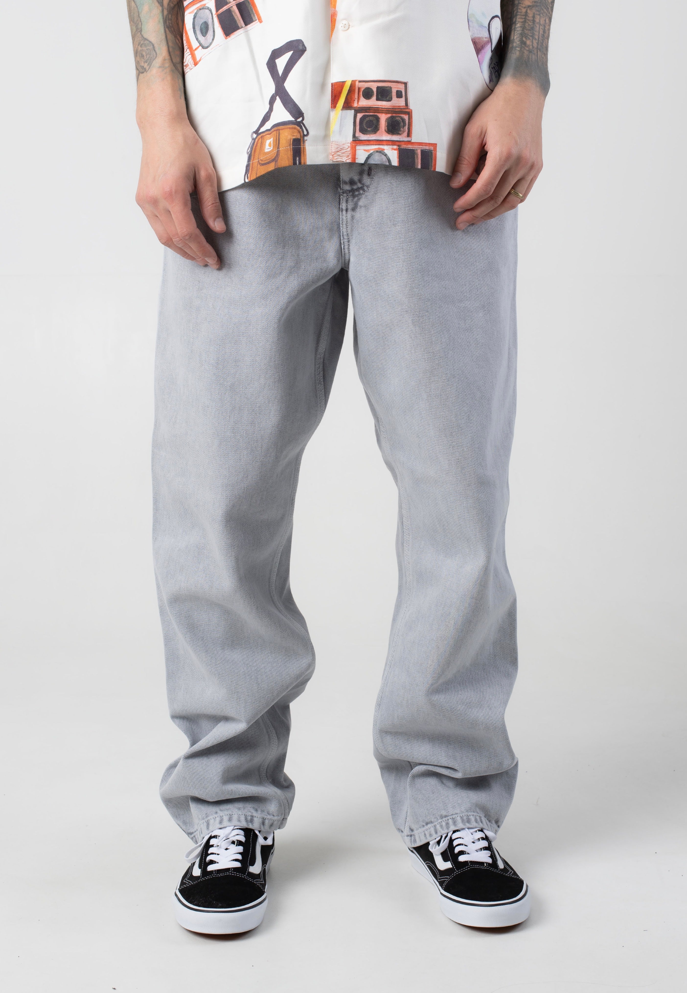 Carhartt WIP - Single Knee Black Chalk Wash - Pants | Men-Image
