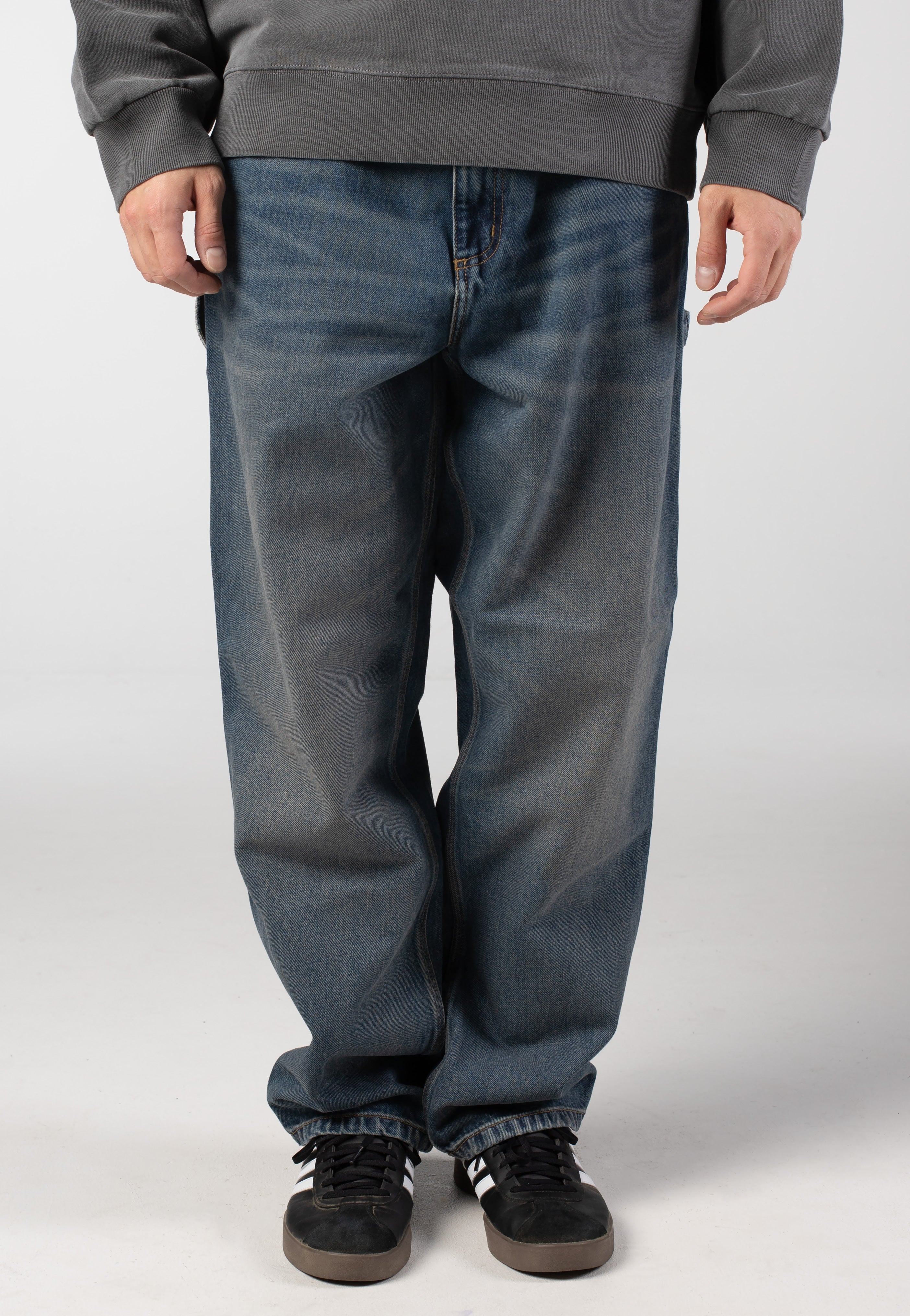 Carhartt WIP - Single Knee Worn Used Wash Blue - Pants | Men-Image