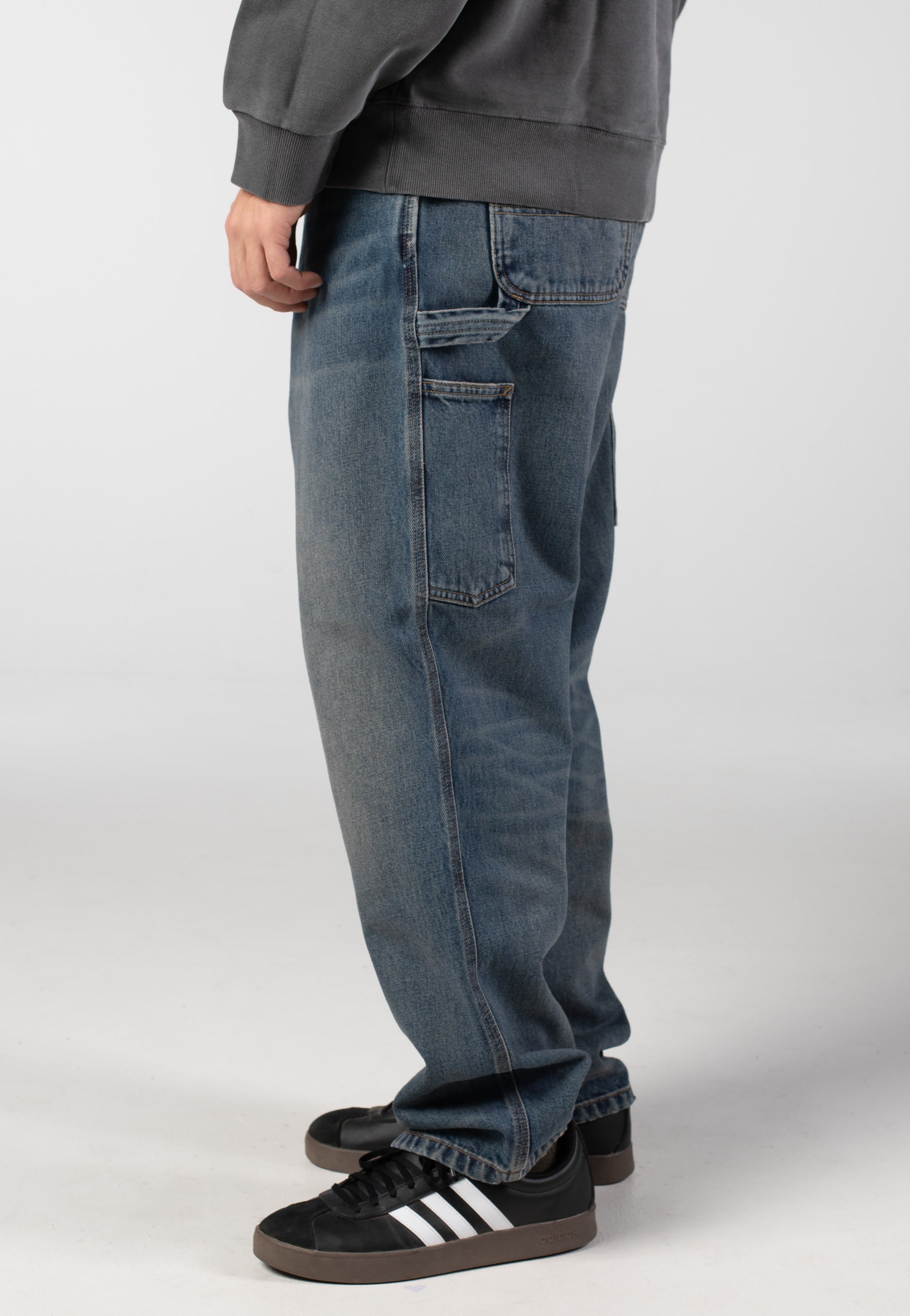 Carhartt WIP - Single Knee Worn Used Wash Blue - Pants | Men-Image