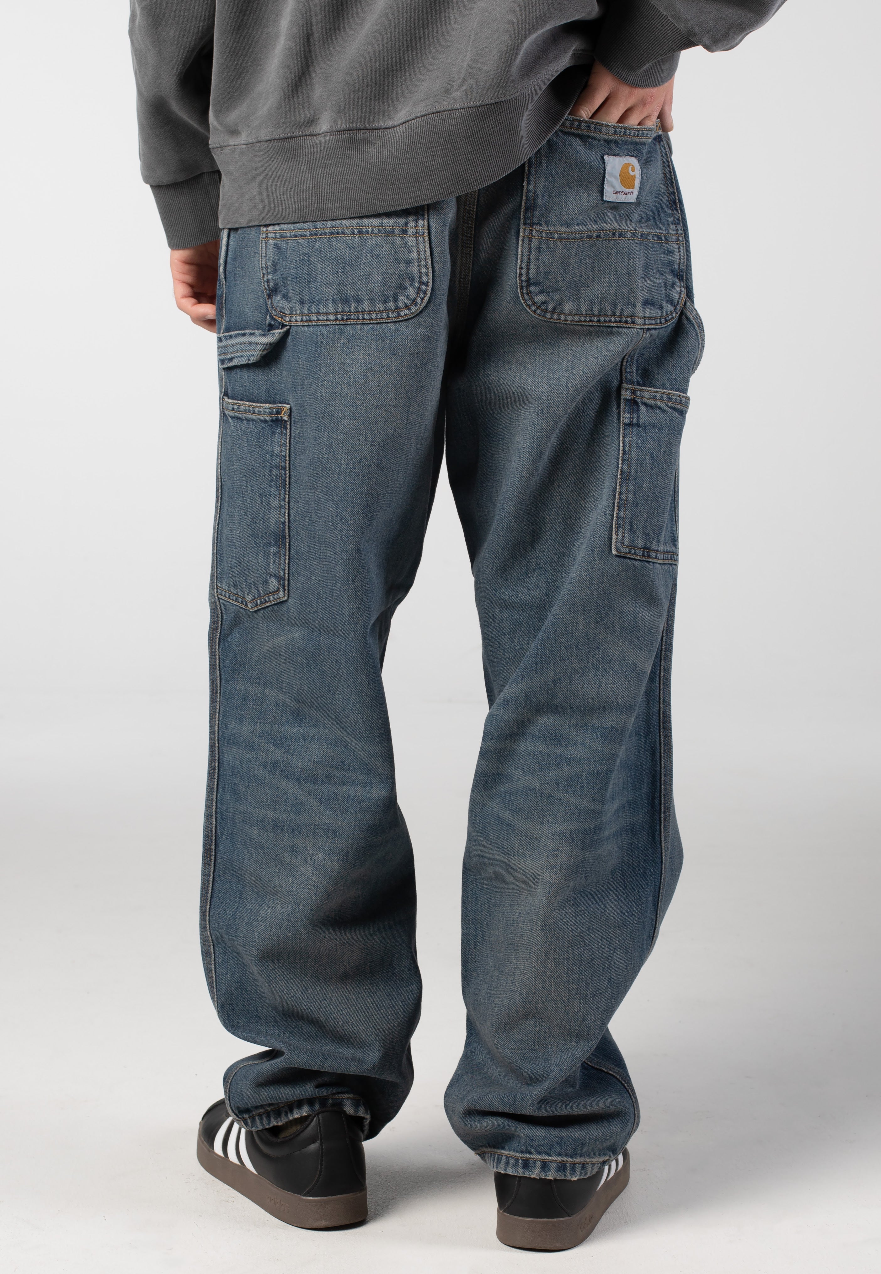 Carhartt WIP - Single Knee Worn Used Wash Blue - Pants | Men-Image