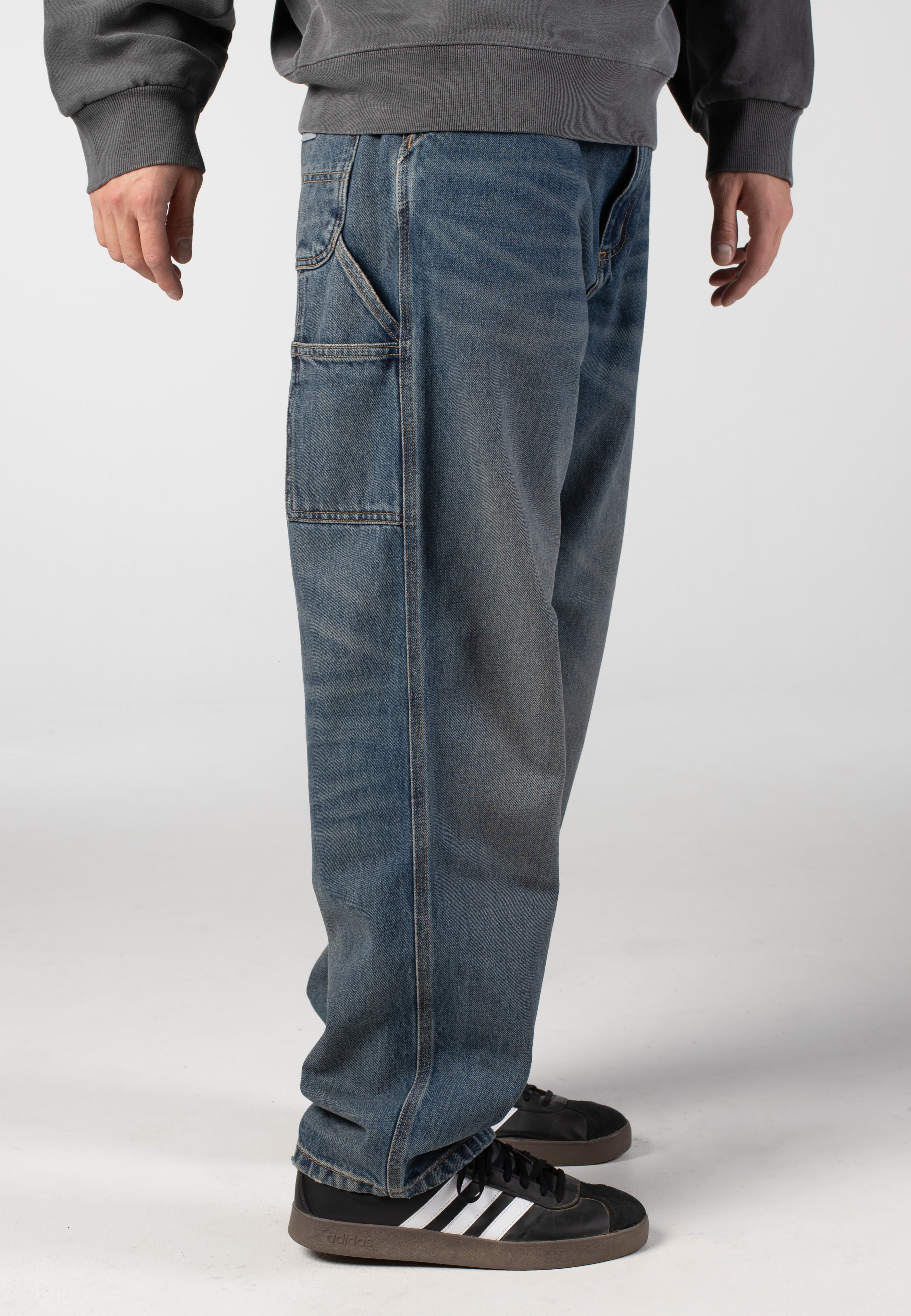 Carhartt WIP - Single Knee Worn Used Wash Blue - Pants | Men-Image
