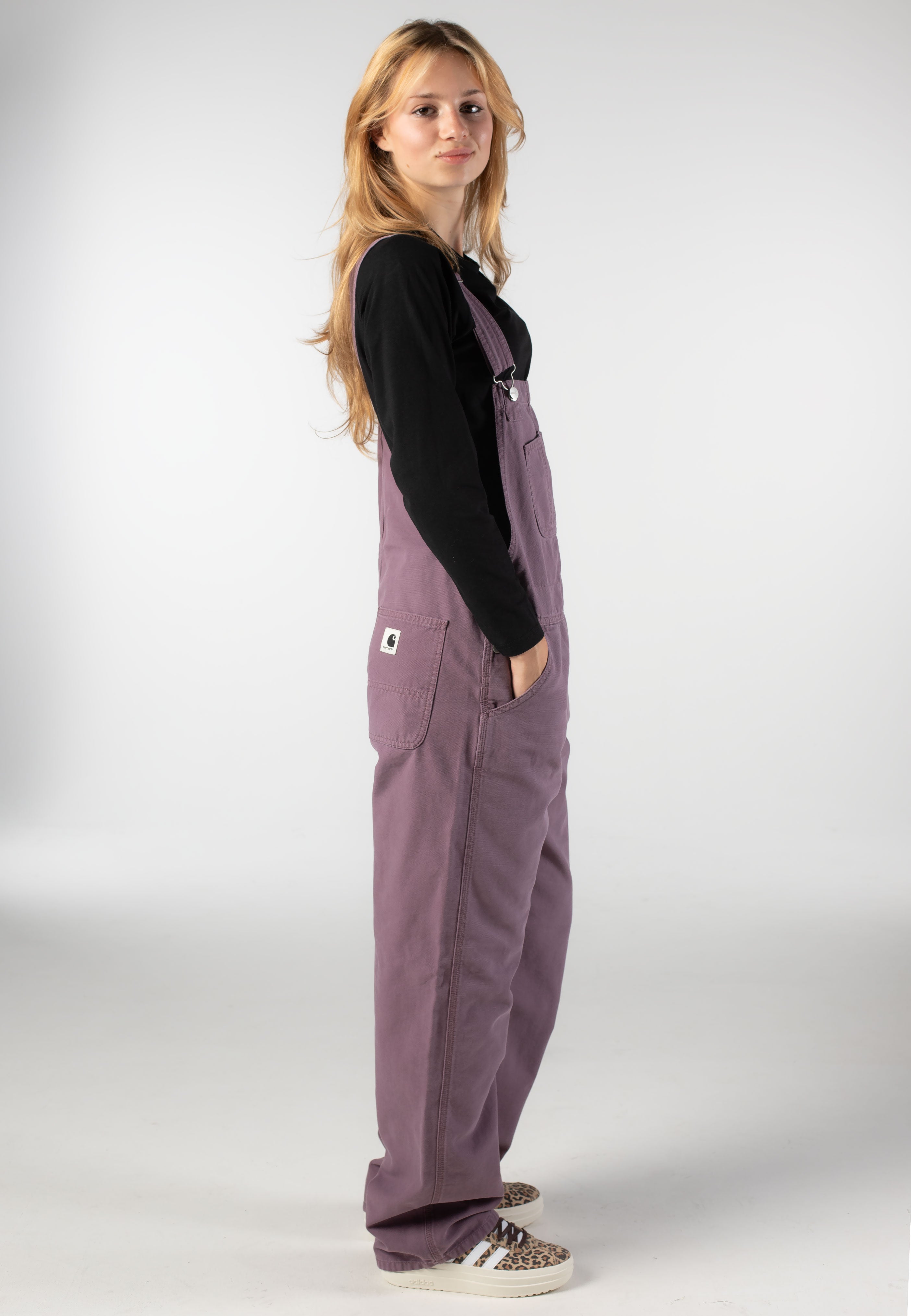 Carhartt WIP - W' Bib Overall Straight Stone Canvas Phlox - Pants | Women-Image