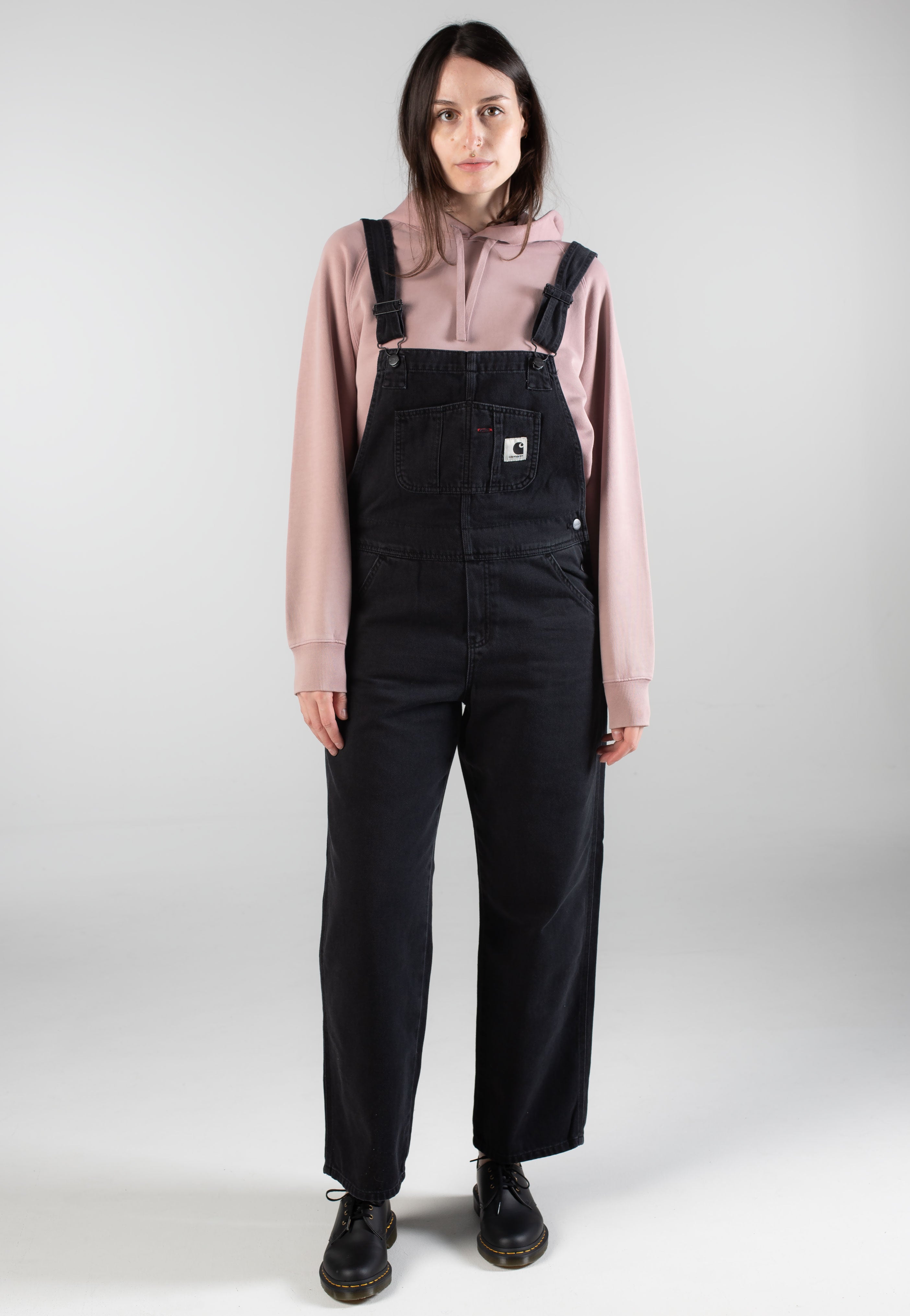 Carhartt WIP - W' Bib Overall Straight Stone Washed Black - Dungarees | Women-Image