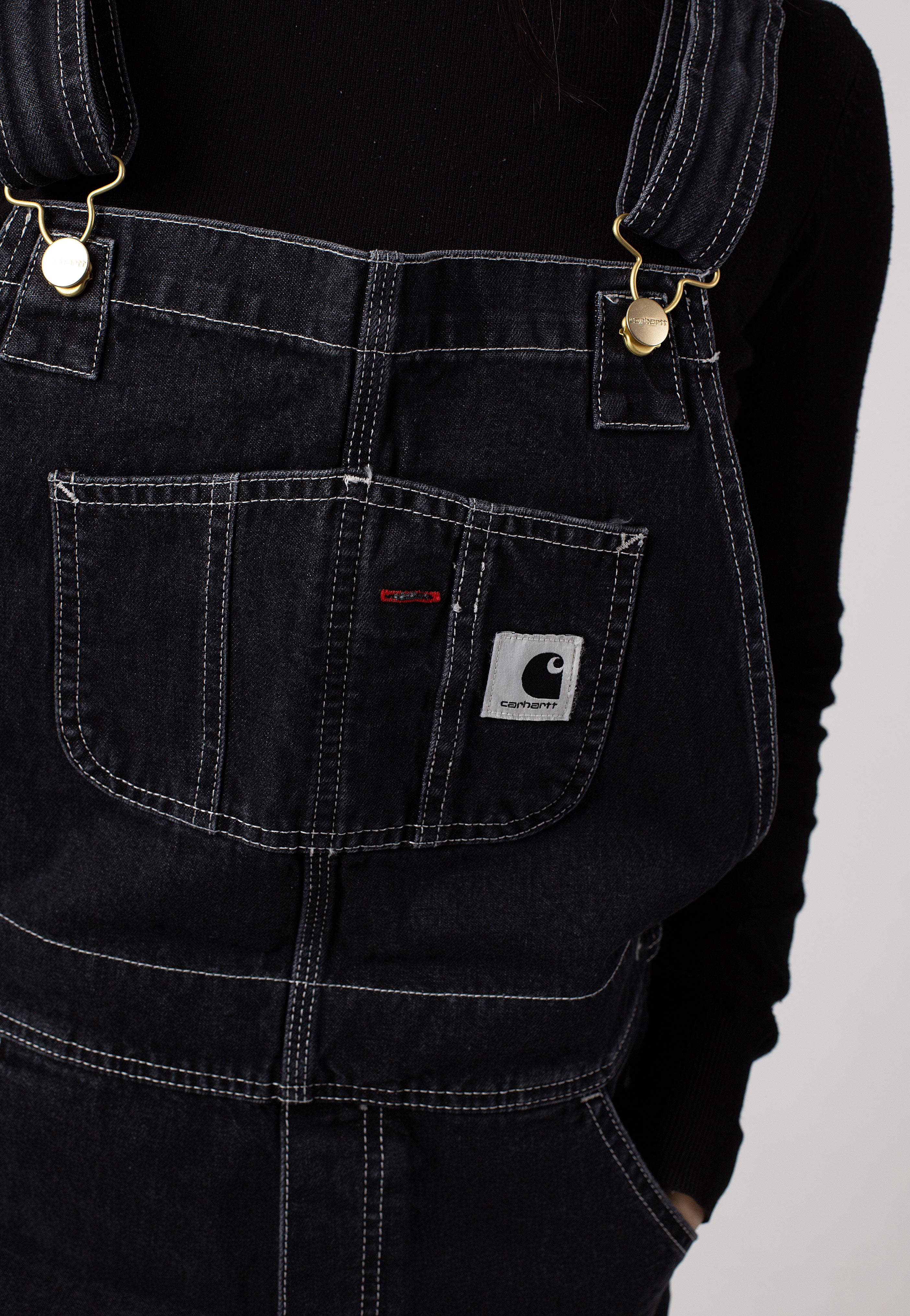 Carhartt WIP - W' Bib Overall Straight Stone Washed Black - Latzhose