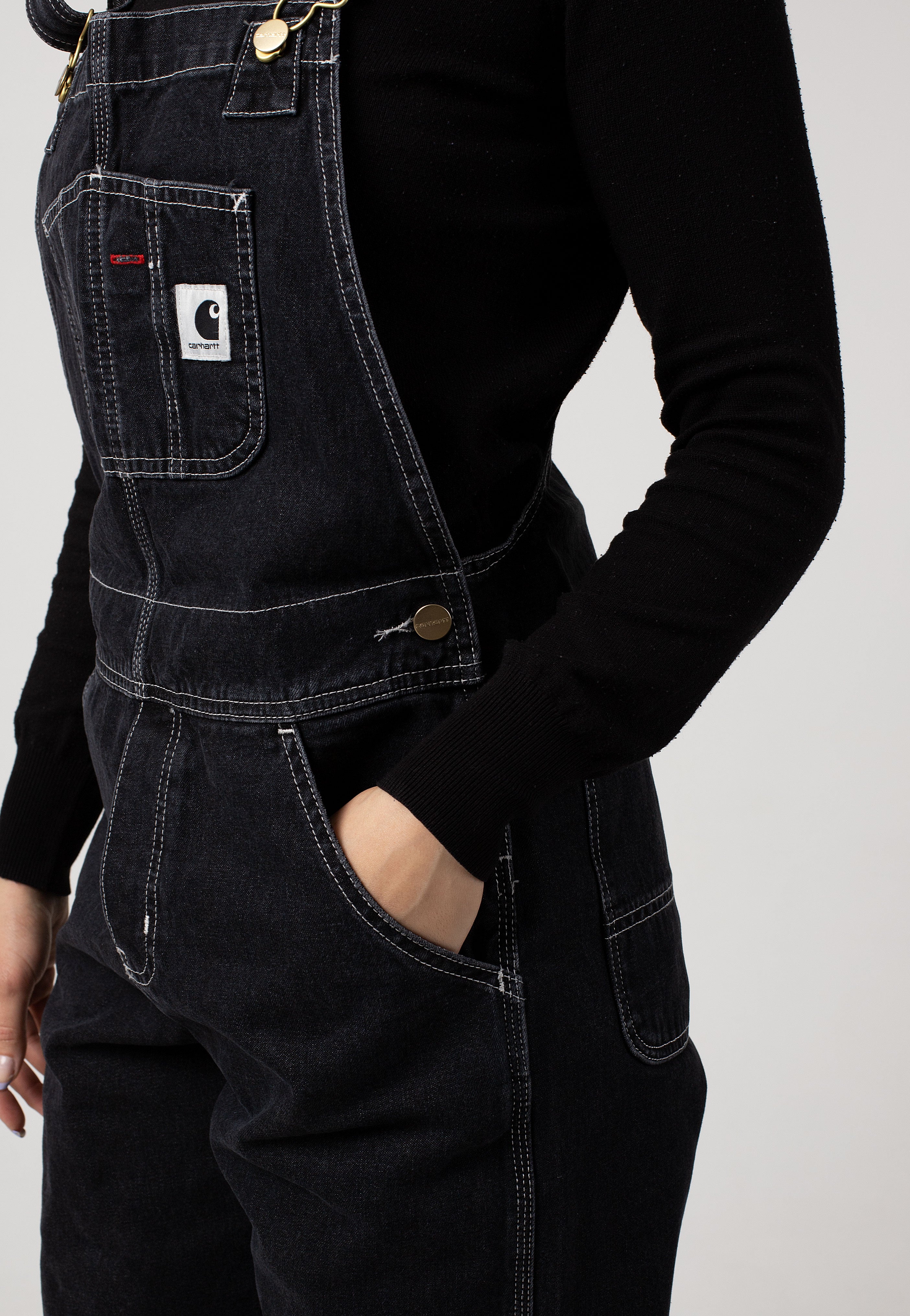 W' Bib Overall Straight Stone Washed Black - Dungarees