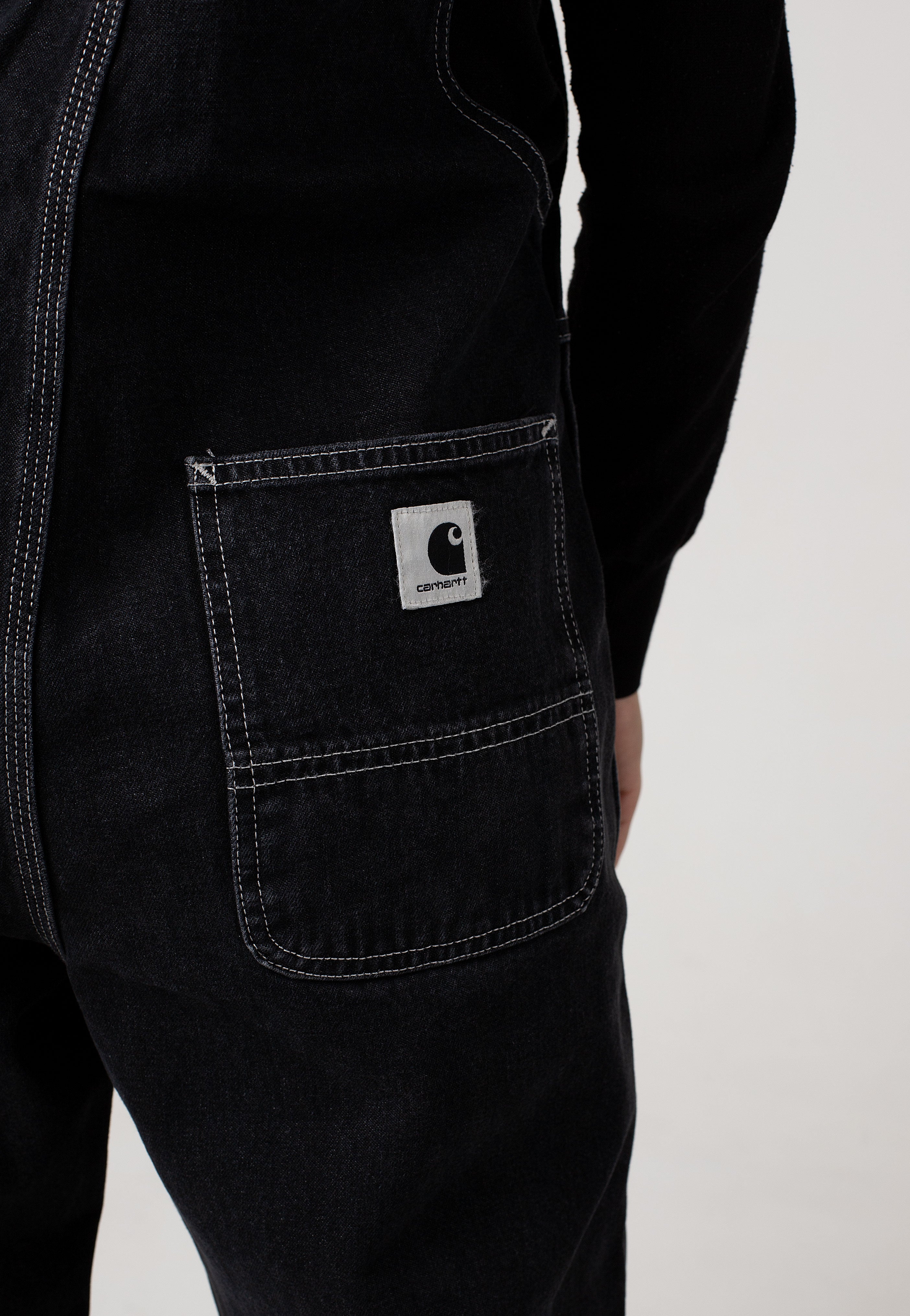 W' Bib Overall Straight Stone Washed Black - Dungarees