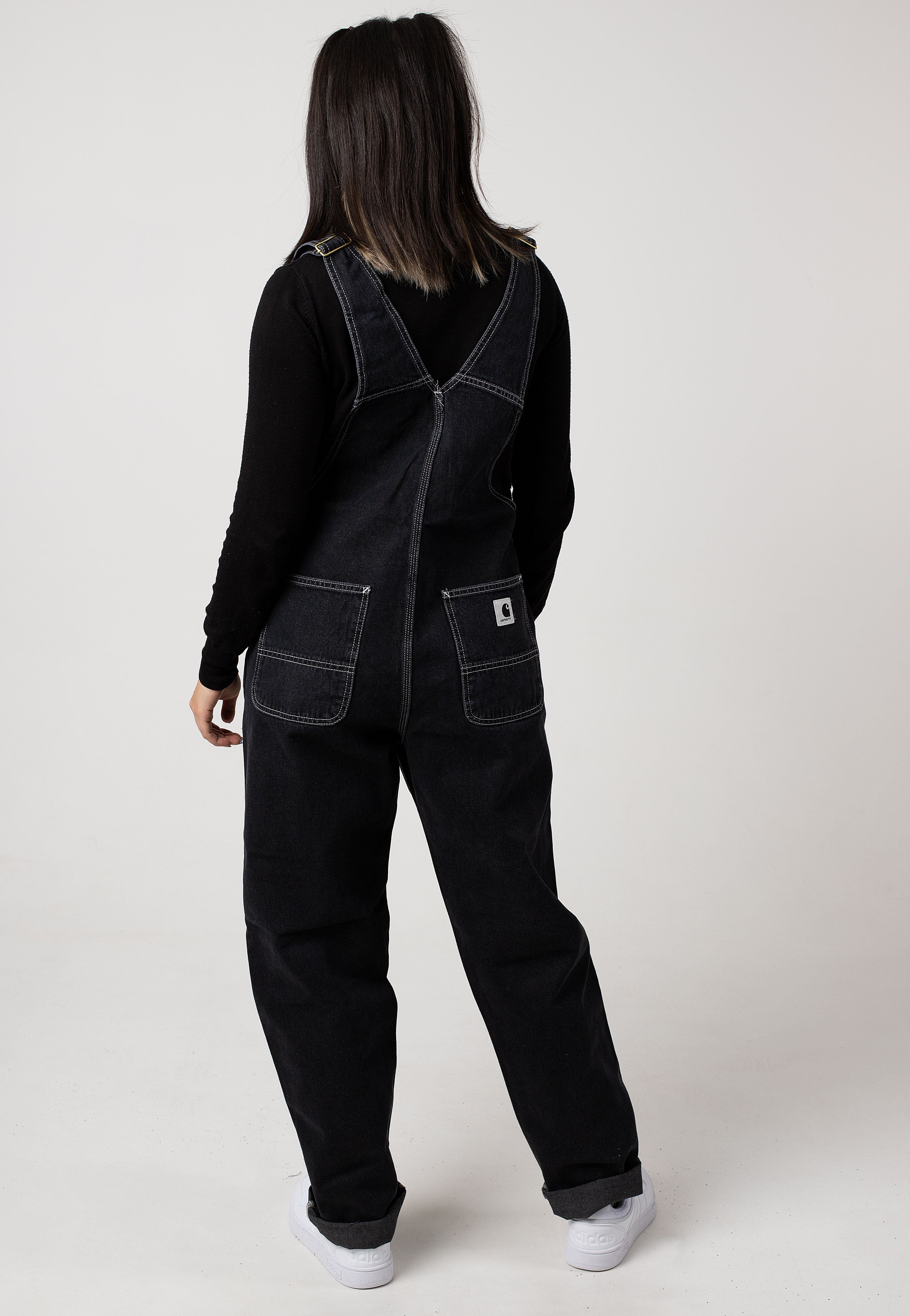 W' Bib Overall Straight Stone Washed Black - Dungarees