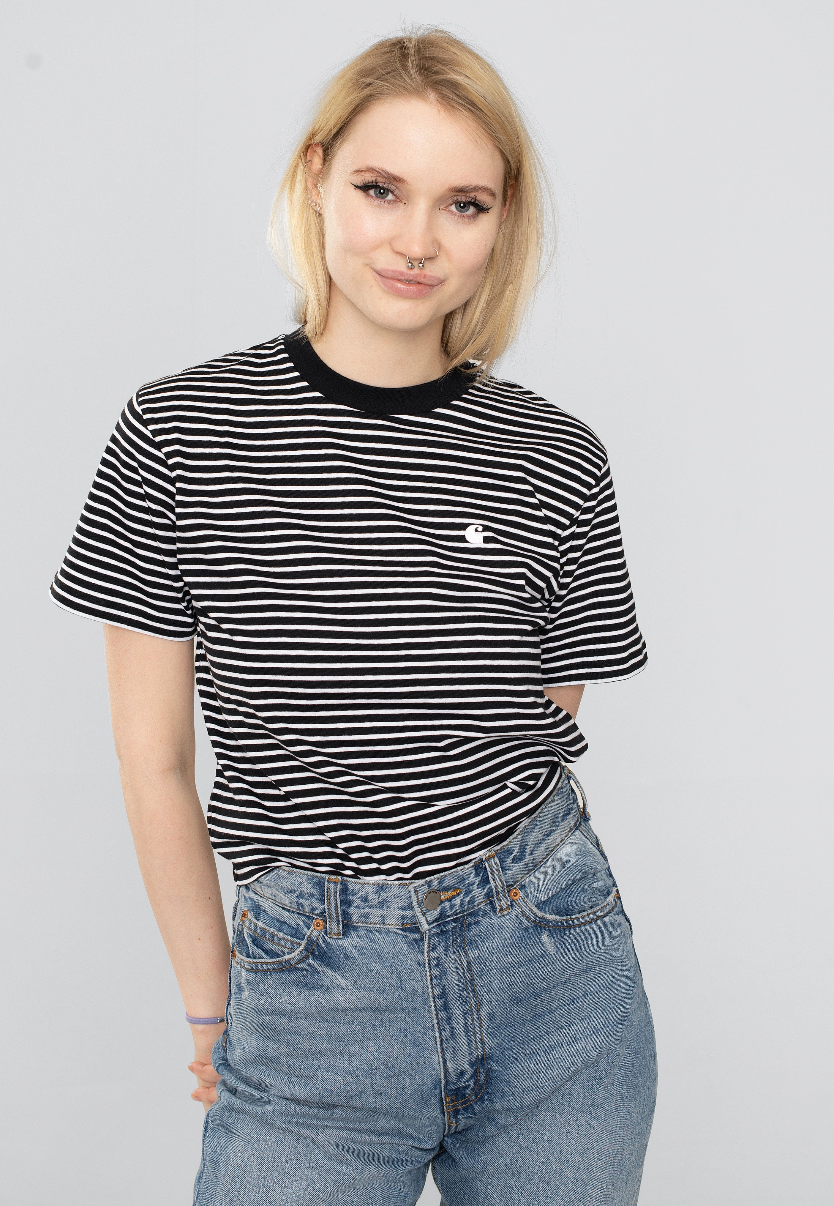 Carhartt WIP - W' Coleen Coleen Stripe Black/White - T-Shirt | Women-Image