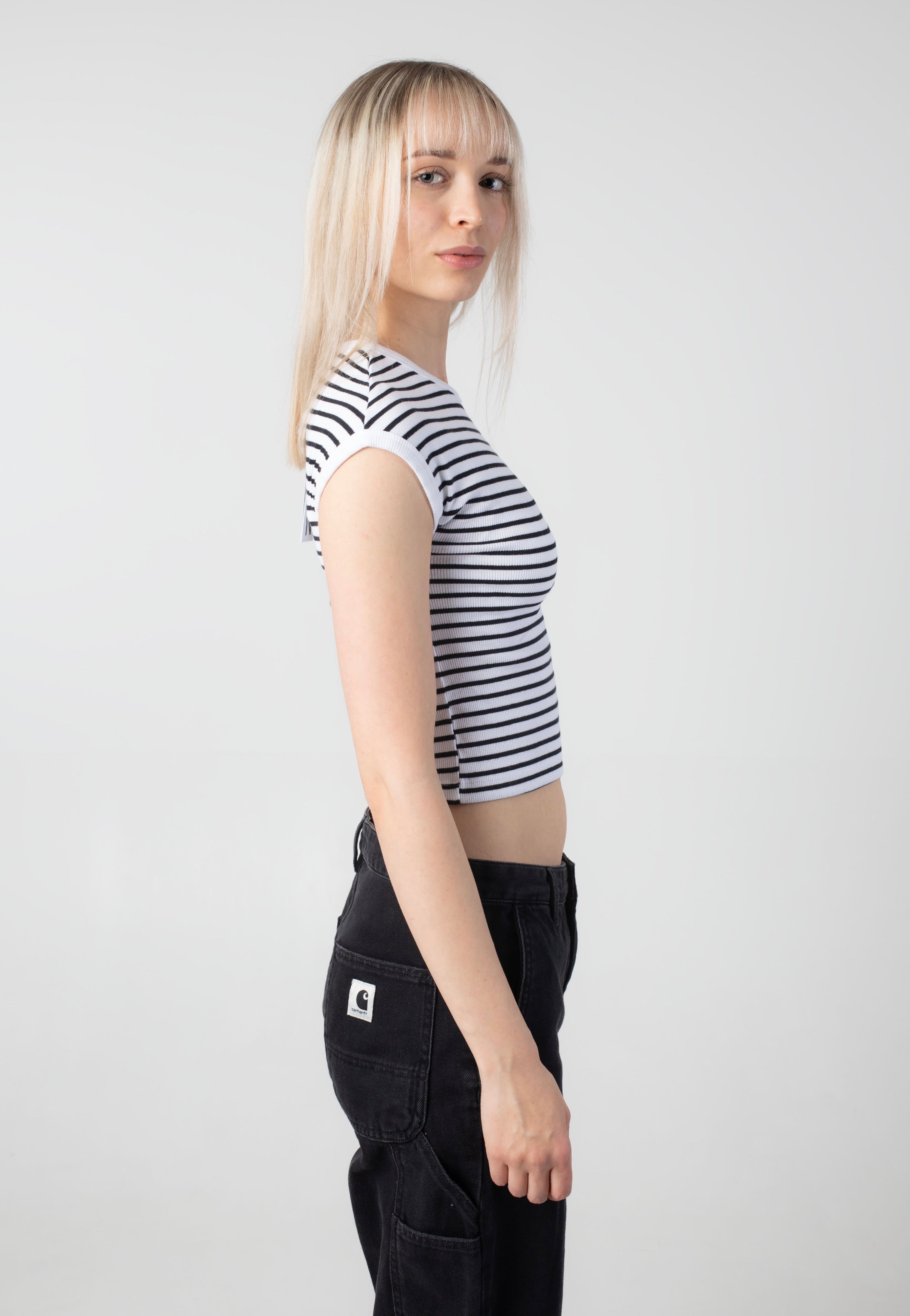 Noisy May - Judy Striped Bright White Black - Top | Women-Image