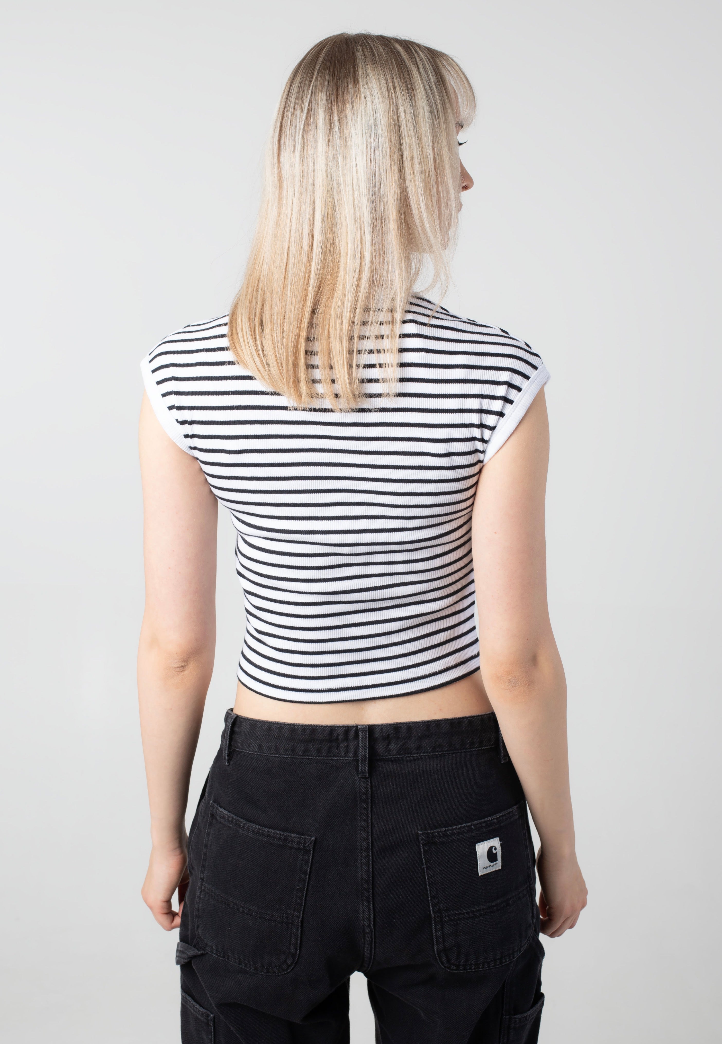 Noisy May - Judy Striped Bright White Black - Top | Women-Image