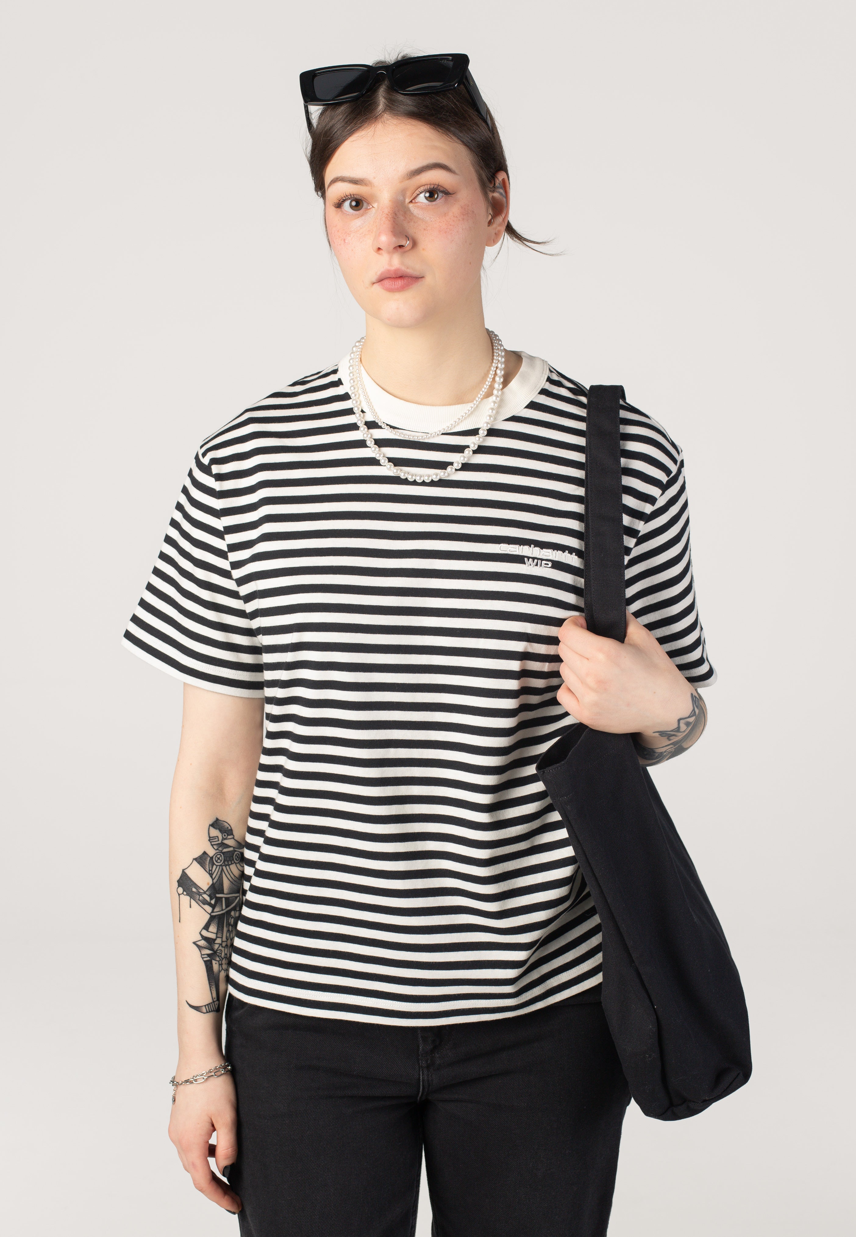 Carhartt WIP - W' Ezra Stripe, Black/Wax - T-Shirt | Women-Image
