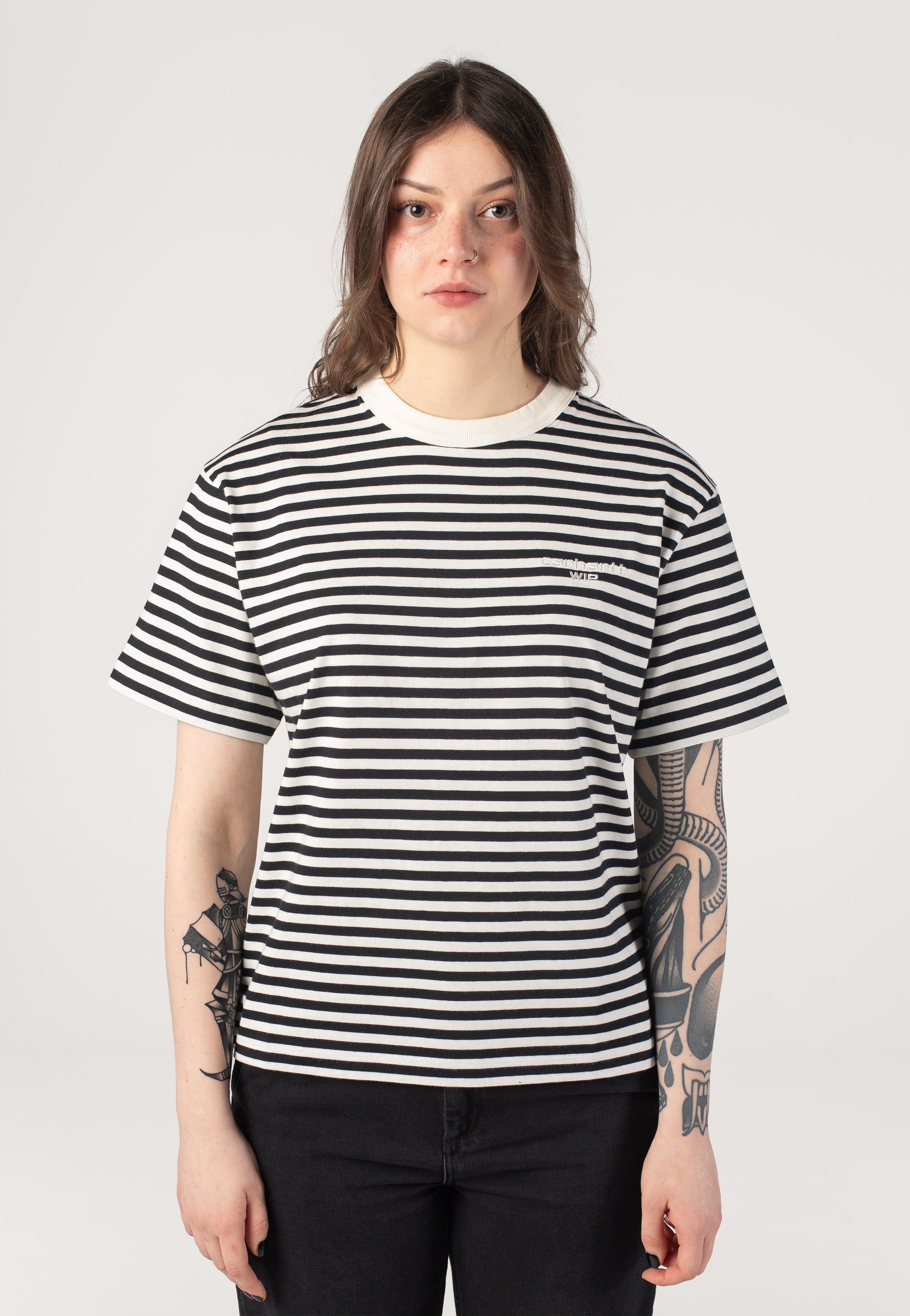 Carhartt WIP - W' Ezra Stripe, Black/Wax - T-Shirt | Women-Image