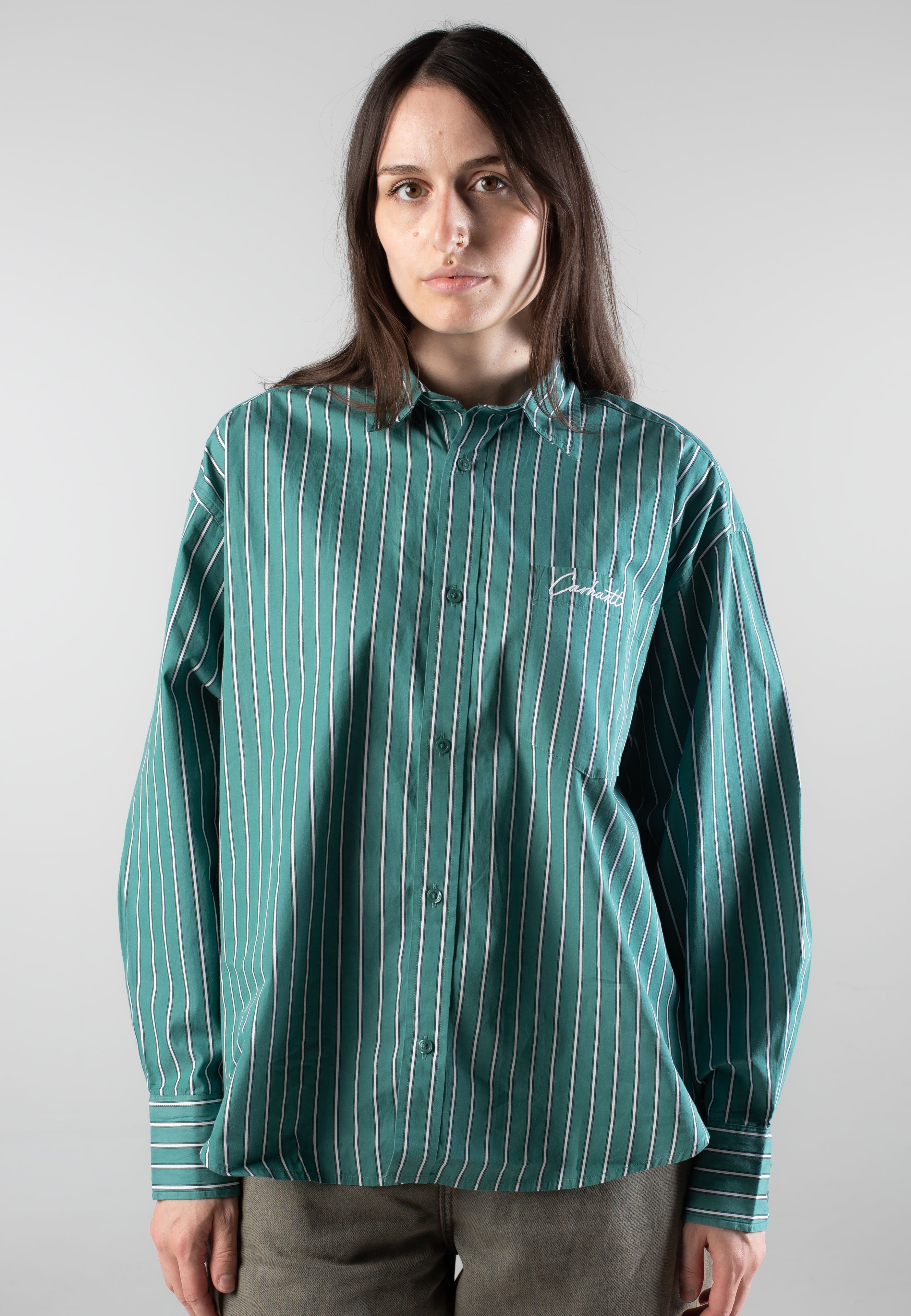 Carhartt WIP - W' Grimsby Stripe Saguaro - Shirt | Women-Image