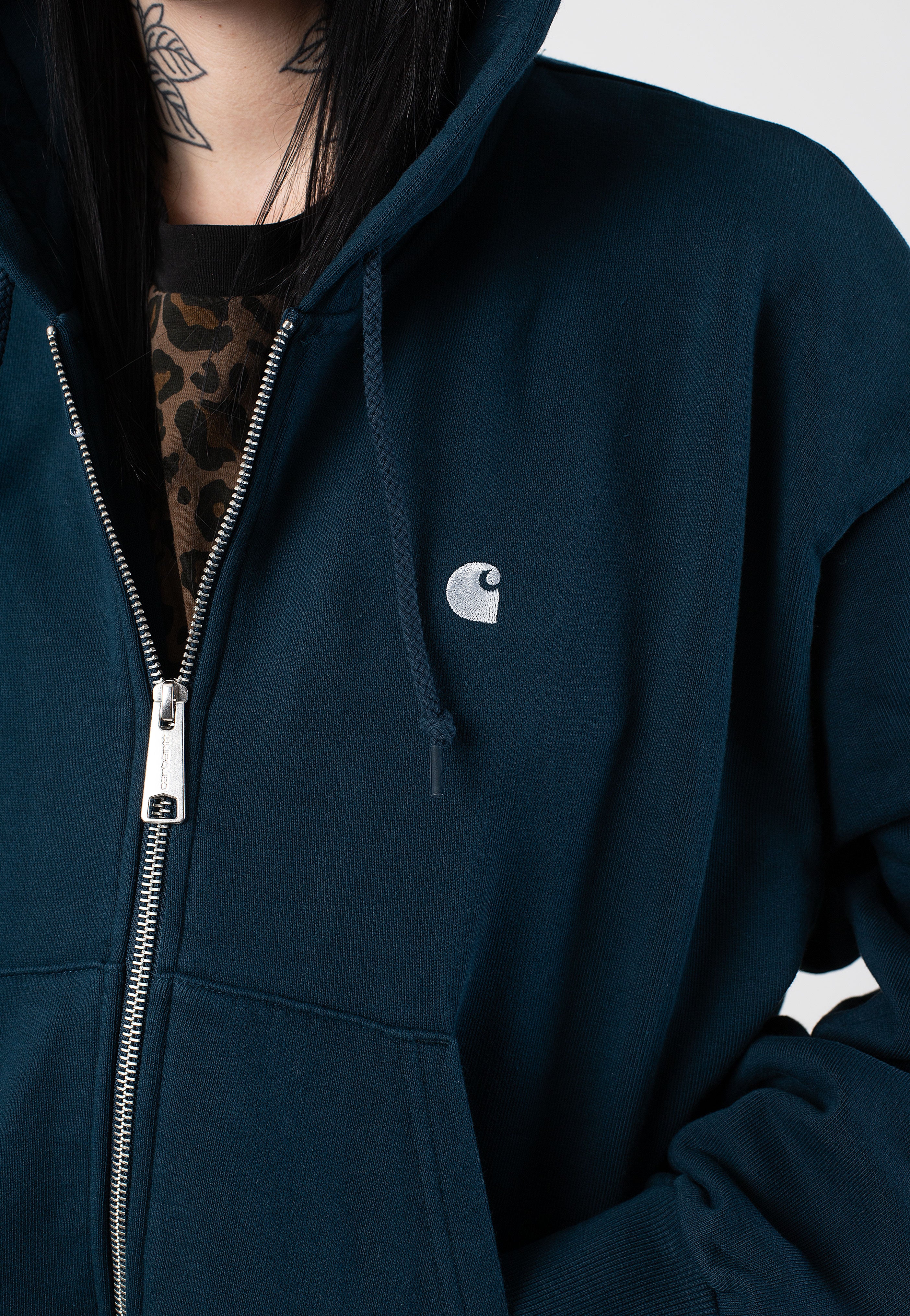 Carhartt WIP - W' Hooded Casey Duck Blue/Silver - Zipper | Women-Image