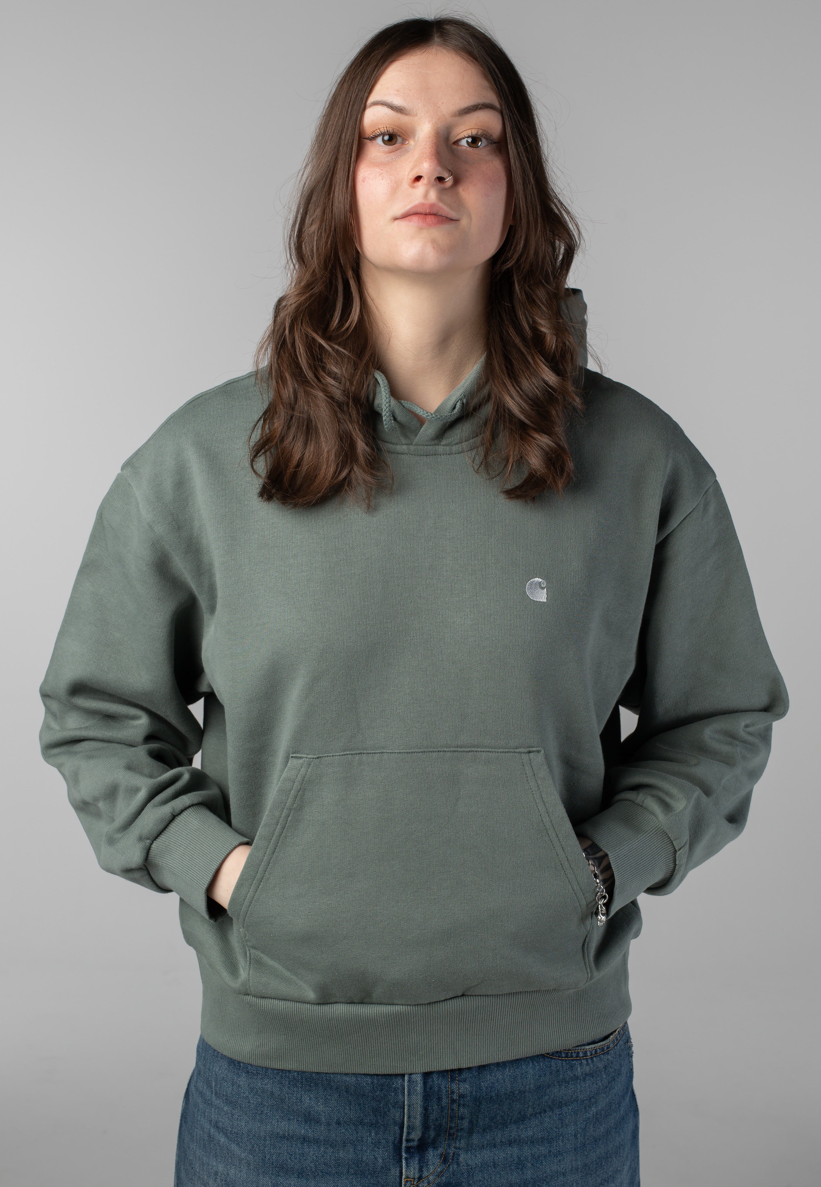Carhartt WIP - W' Hooded Casey Velvet Green/Silver - Hoodie | Women-Image