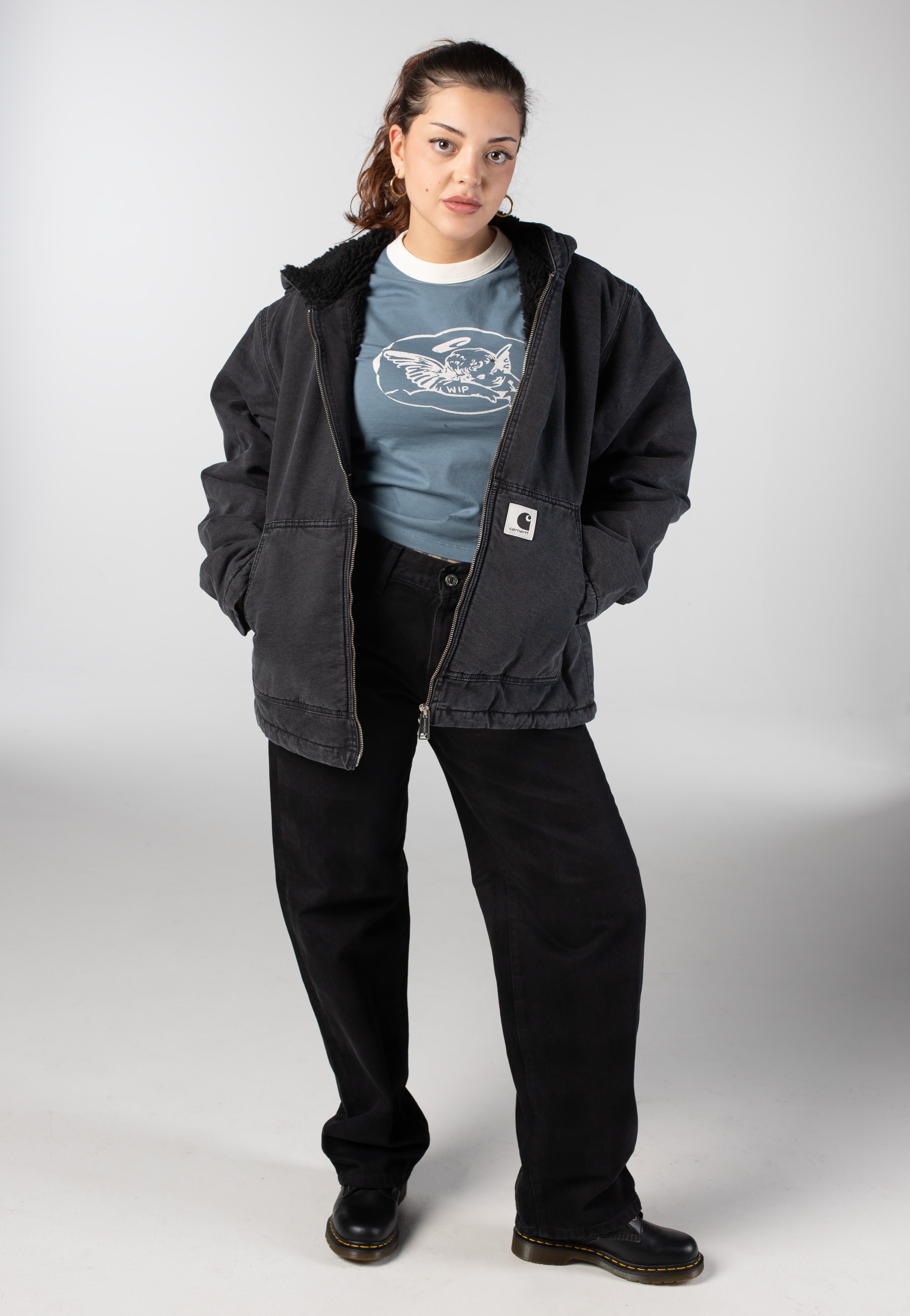 Carhartt WIP - W' Hooded Mitch Dusky Canvas Black - Jacket | Women-Image