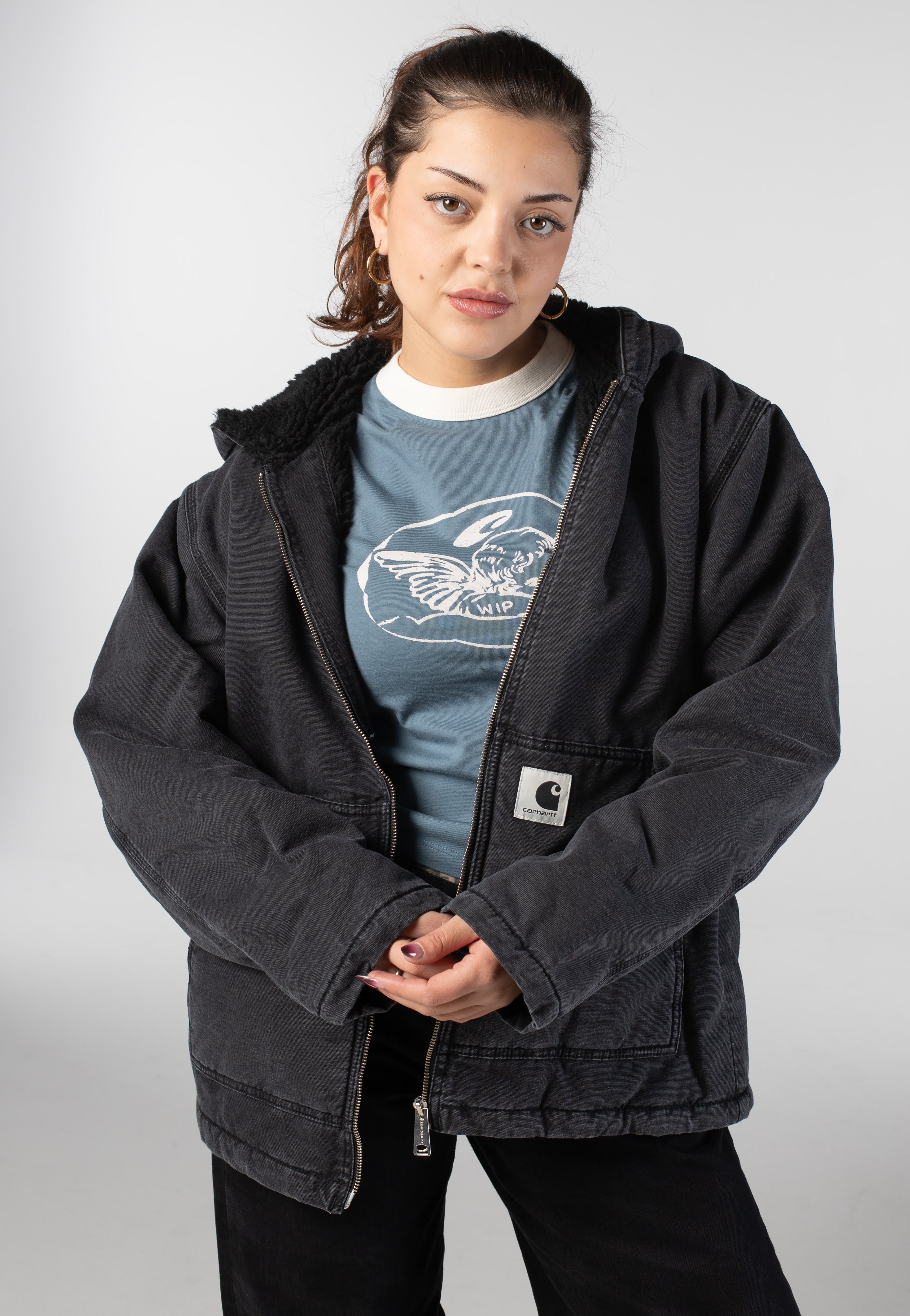 Carhartt WIP - W' Hooded Mitch Dusky Canvas Black - Jacket | Women-Image