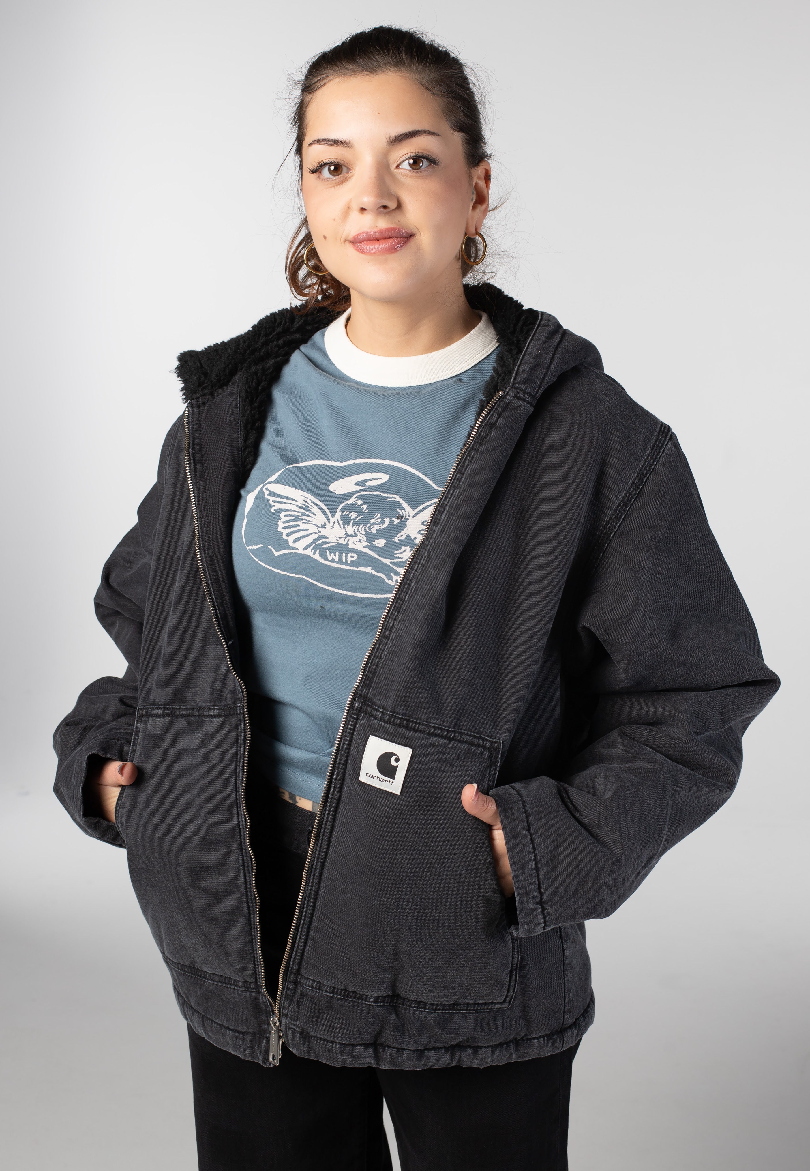 Carhartt WIP - W' Hooded Mitch Dusky Canvas Black - Jacket | Women-Image