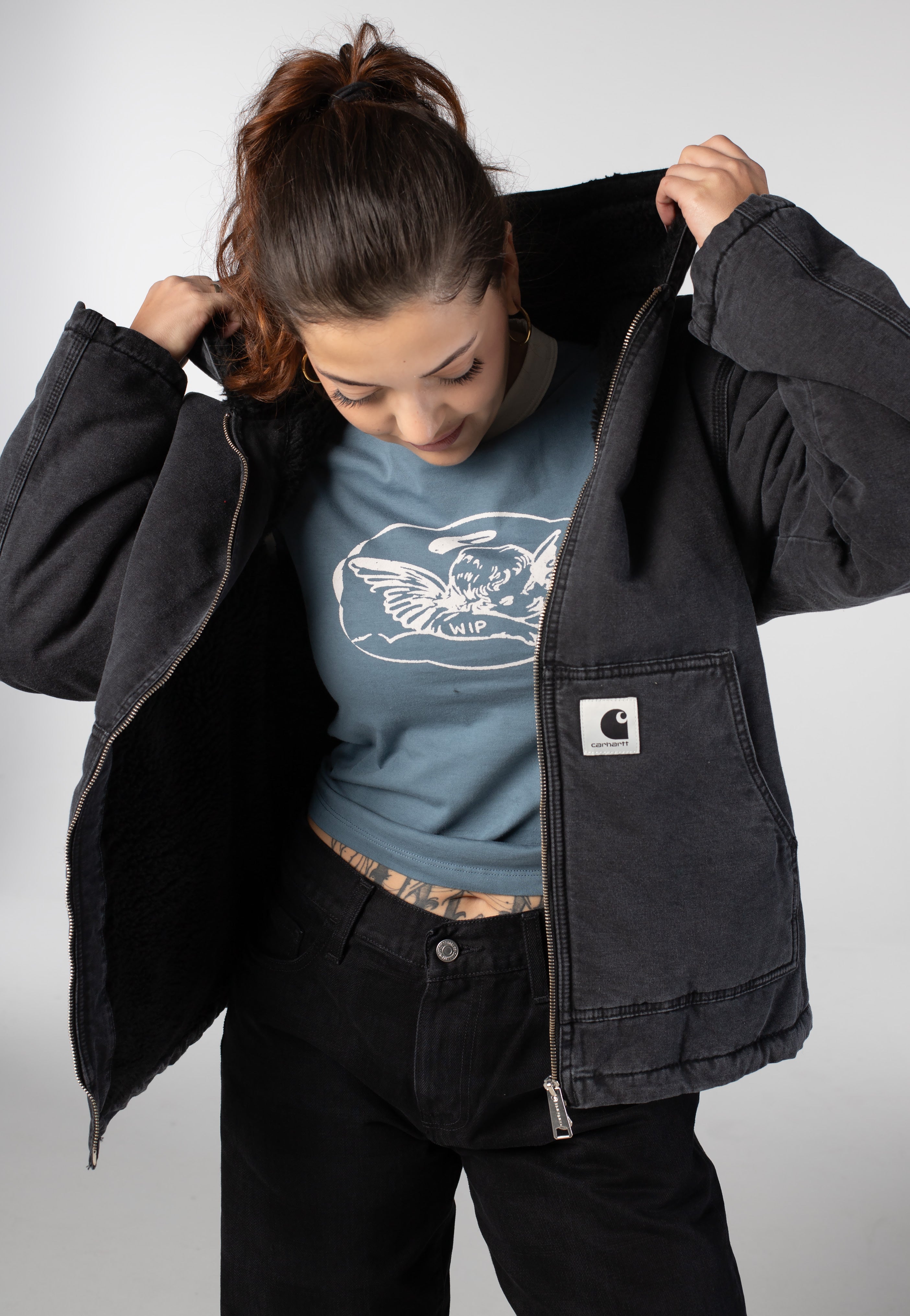 Carhartt WIP - W' Hooded Mitch Dusky Canvas Black - Jacket | Women-Image