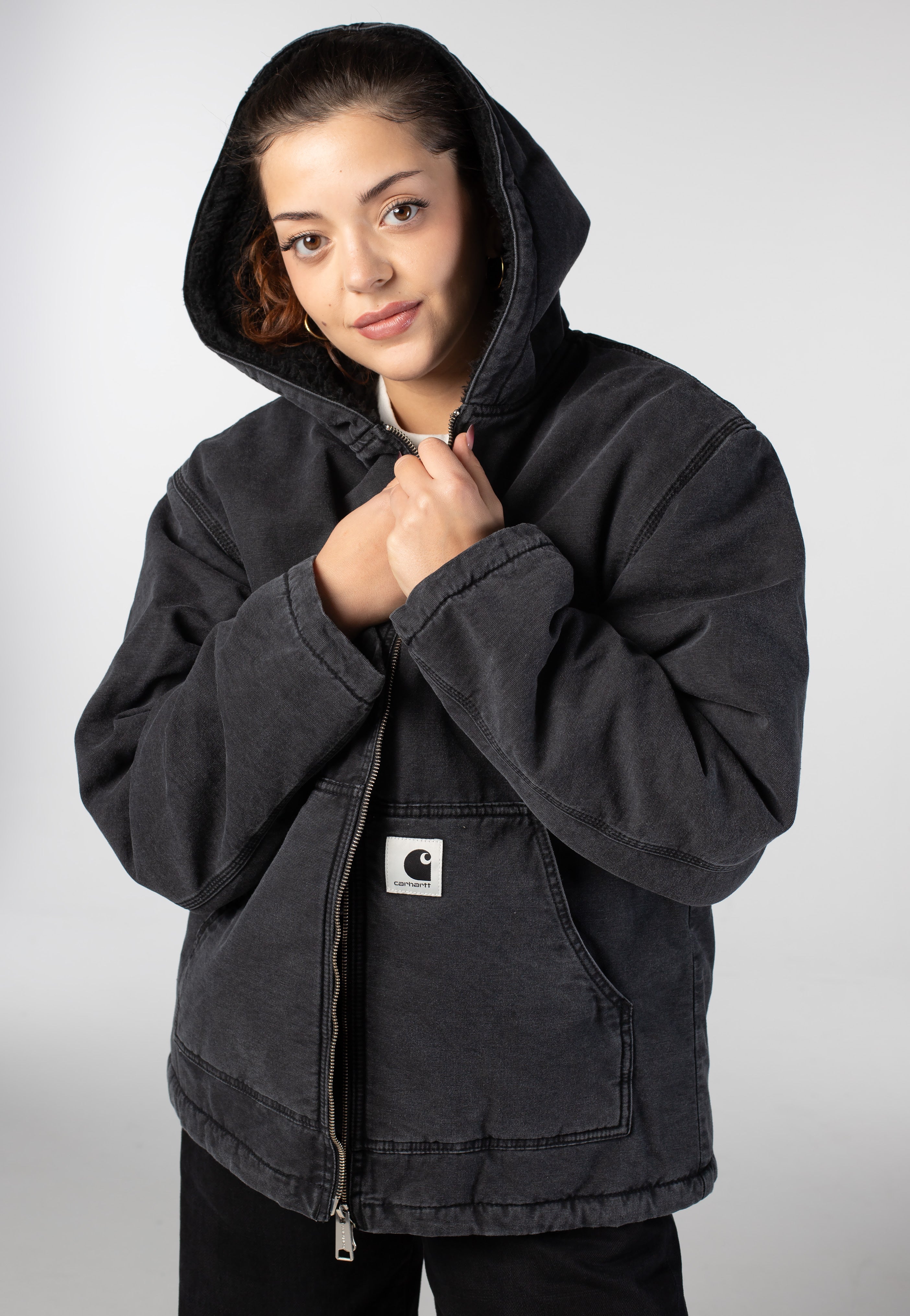 Carhartt WIP - W' Hooded Mitch Dusky Canvas Black - Jacket | Women-Image