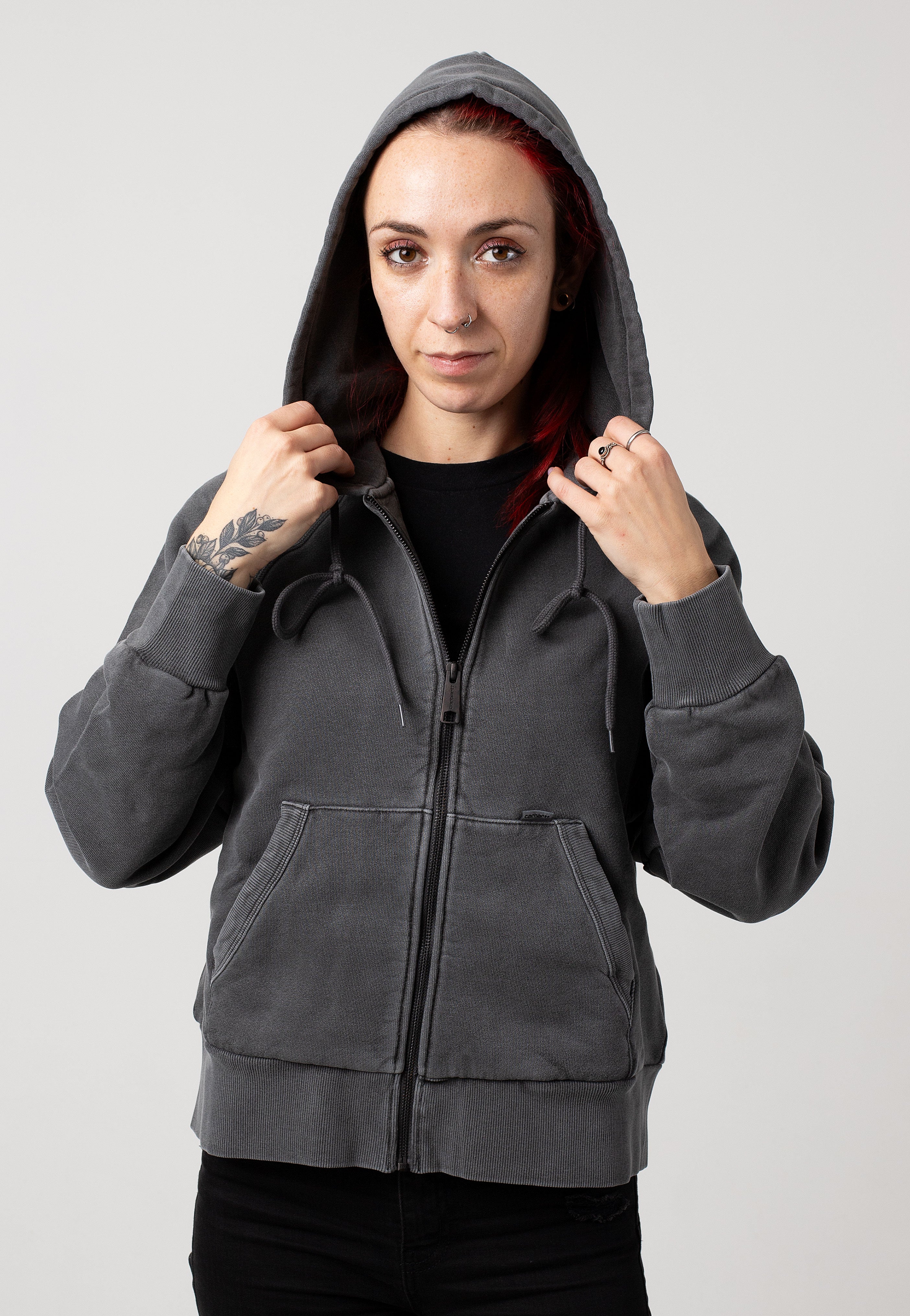 Carhartt WIP - W' Hooded Taos Garment Dyed Flint - Zipper | Women-Image