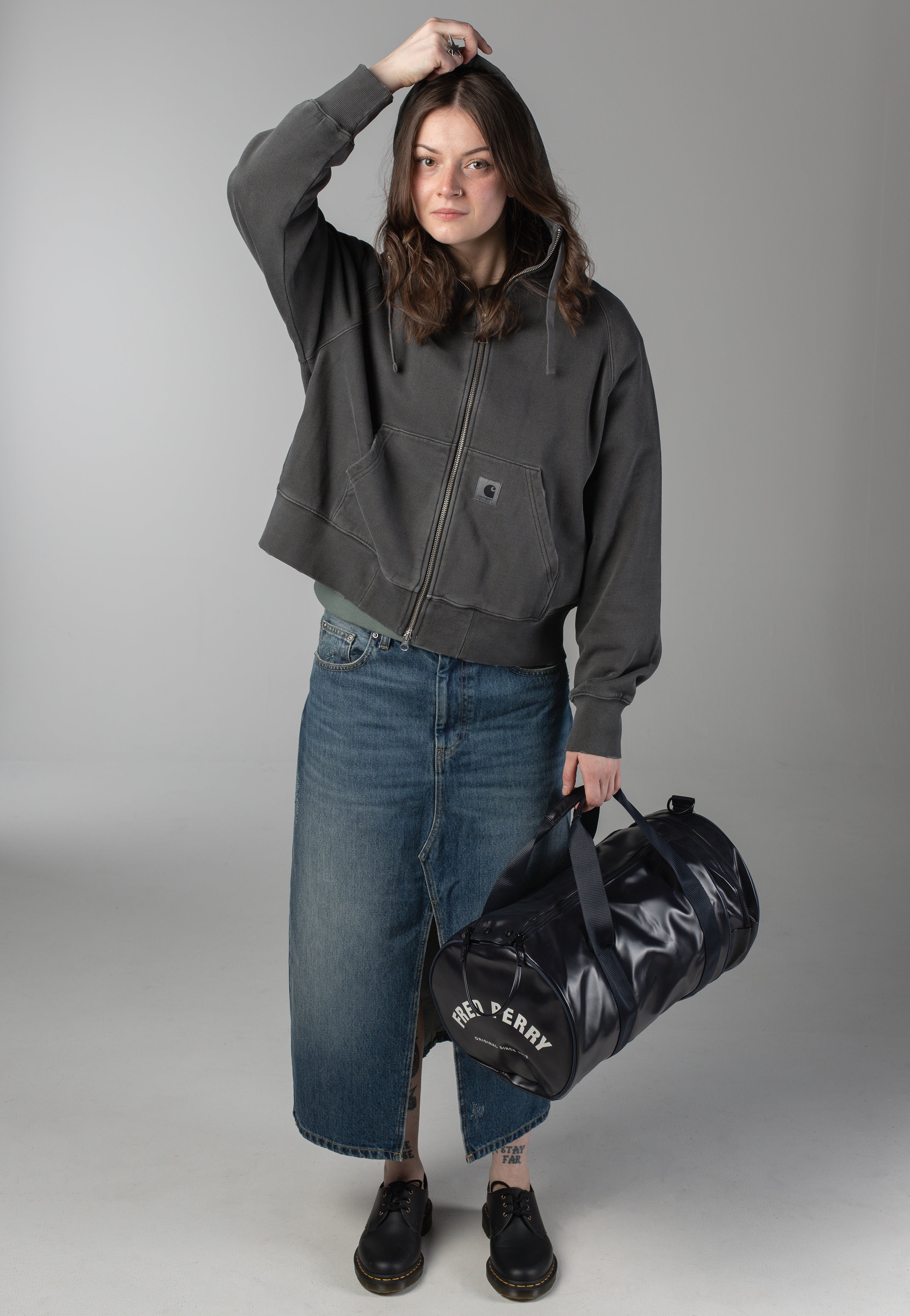 W' Hooded Torion Grind Wash Black - Jacket