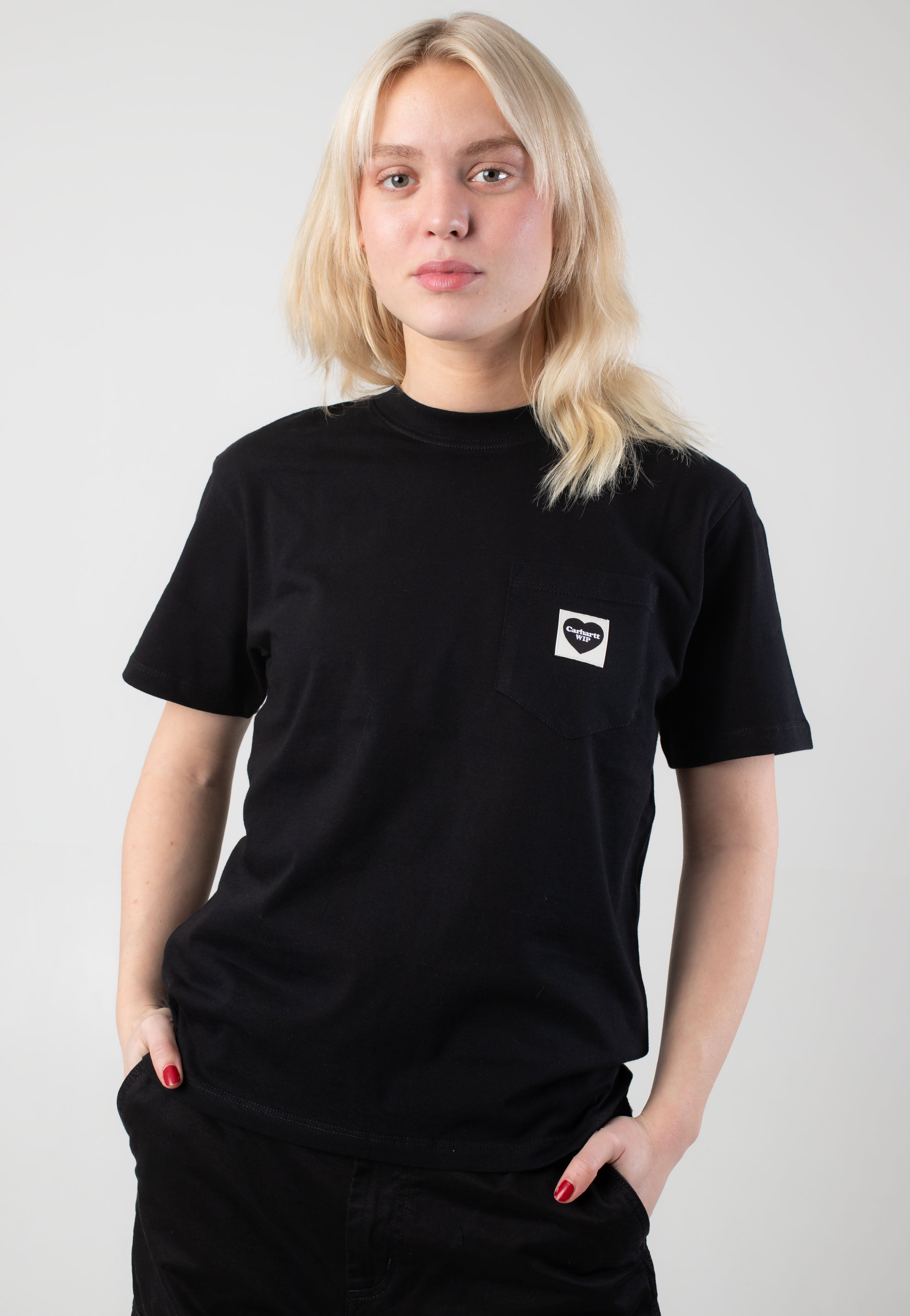 Carhartt WIP - W' Pocket Heart Black/Black - T-Shirt | Women-Image
