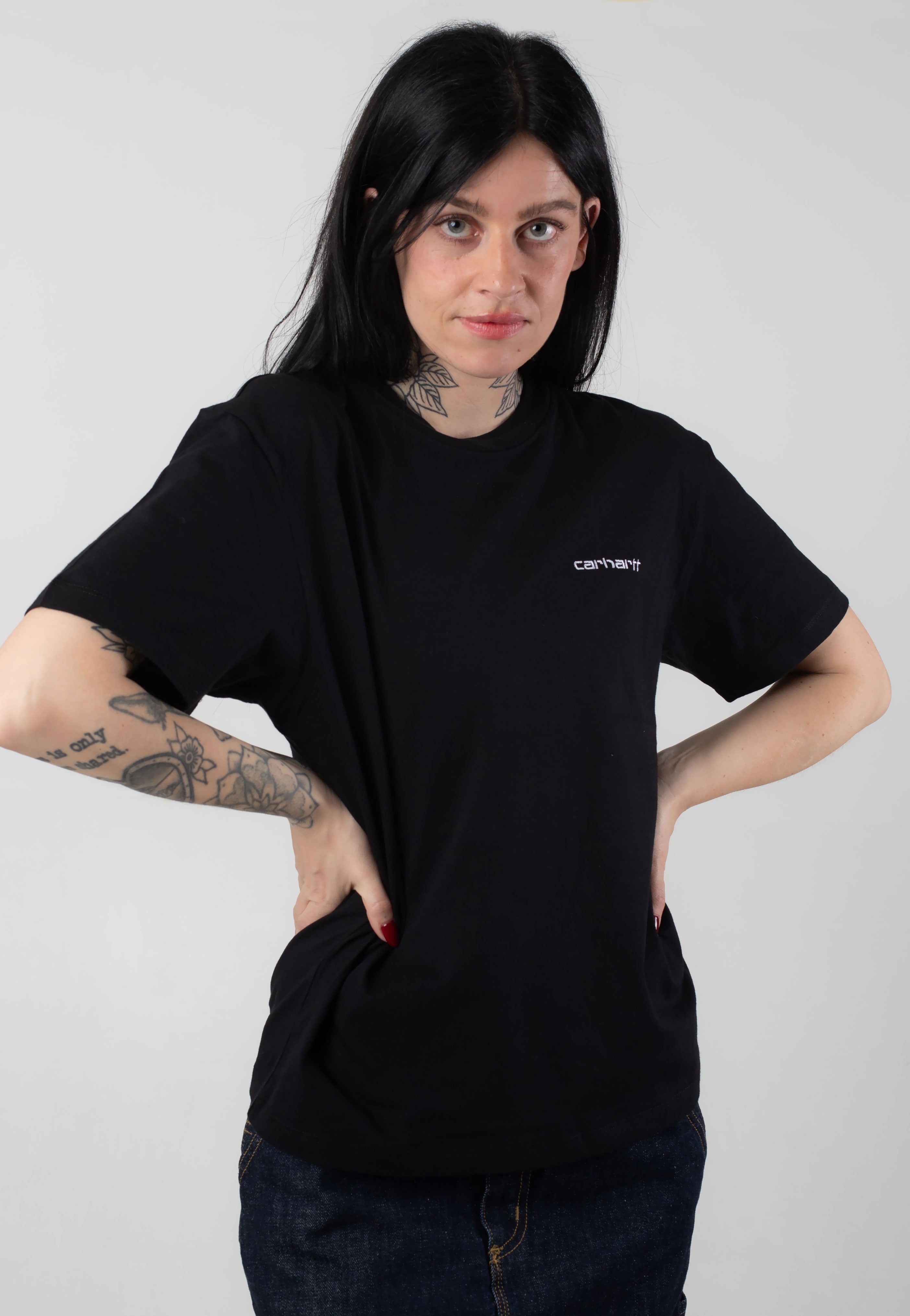 Carhartt WIP - W' Script Embroidery Black/White - T-Shirt | Women-Image