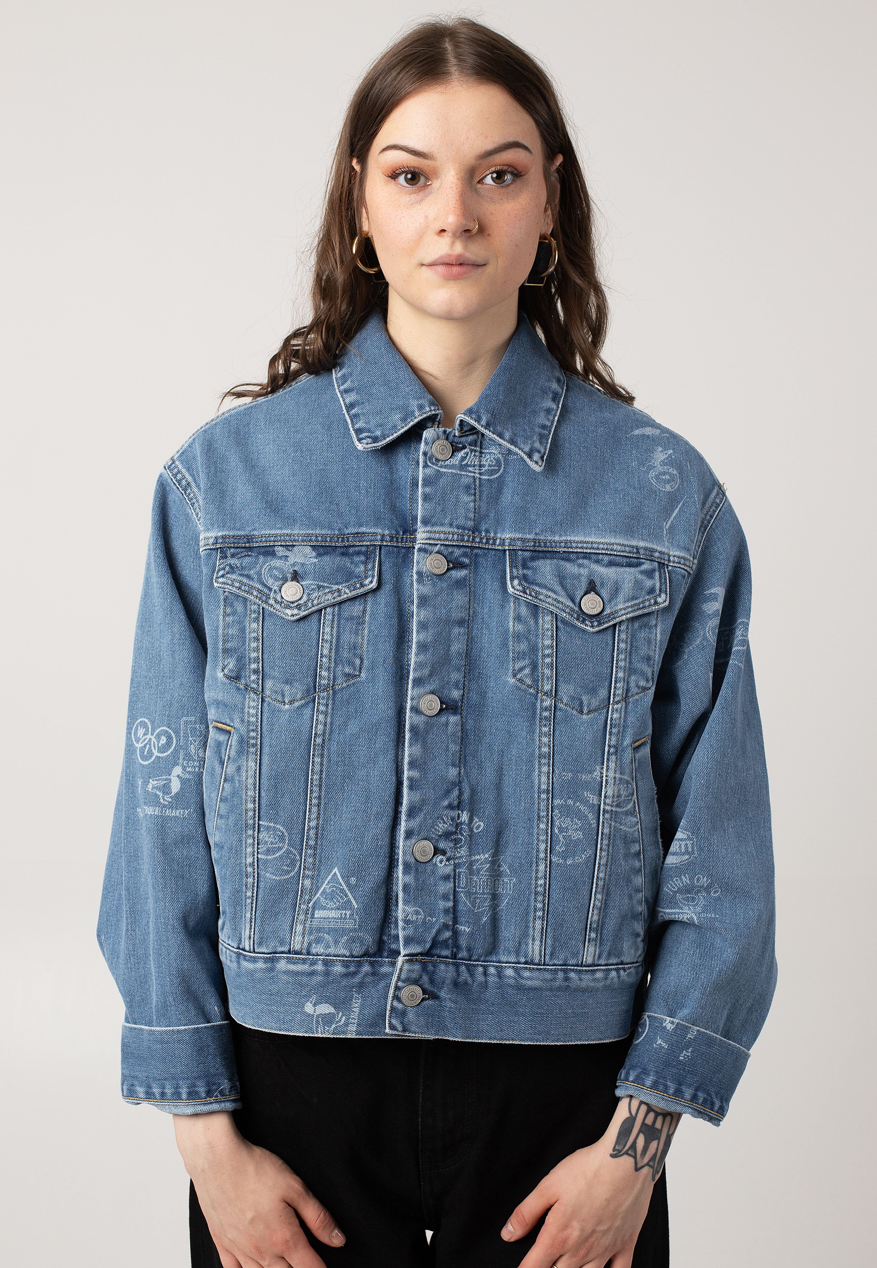 Carhartt WIP - W' Stamp Jeans Jacket Bleached Stamp Print/Blue - Jeans Jacket | Women-Image
