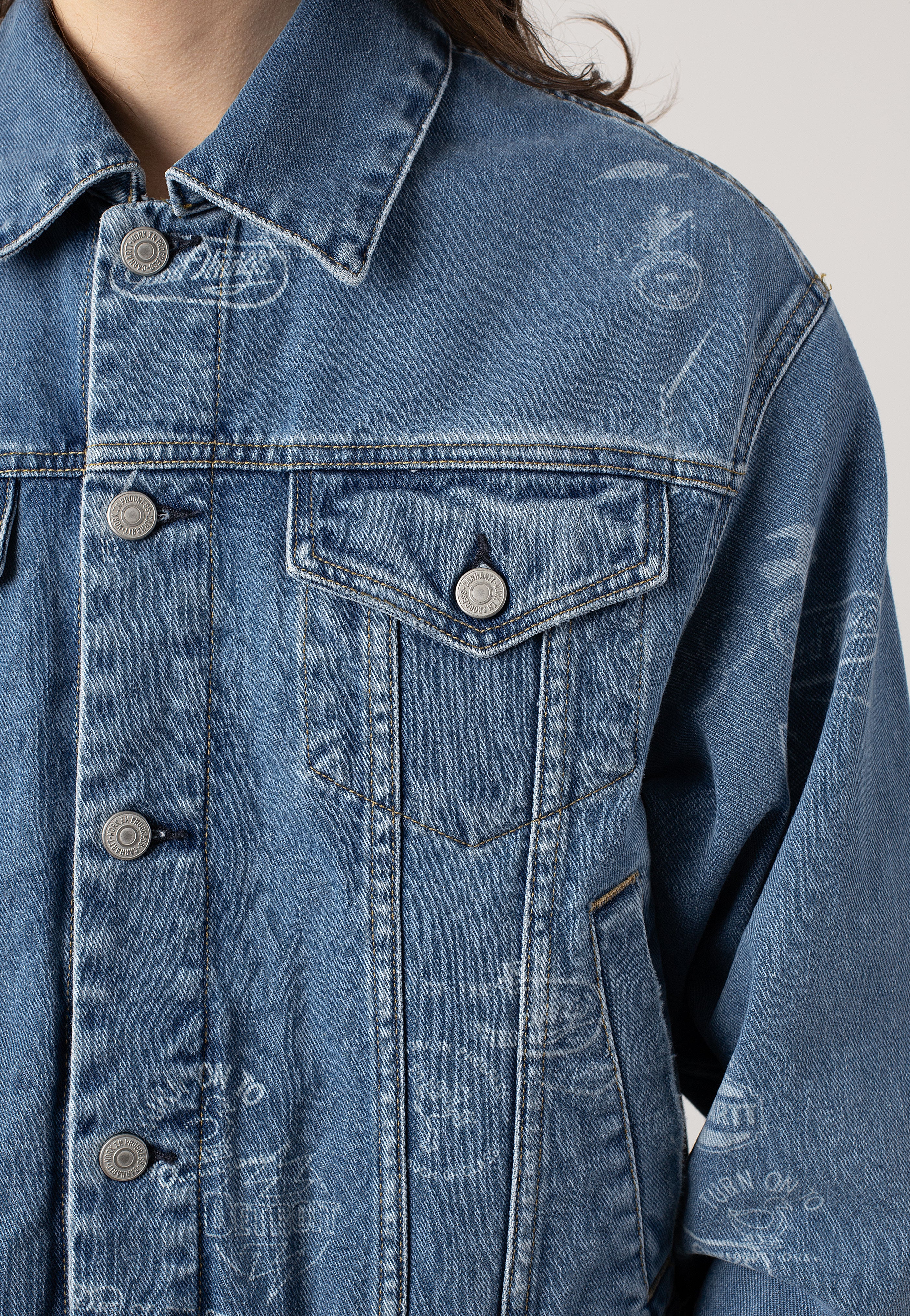 Carhartt WIP - W' Stamp Jeans Jacket Bleached Stamp Print/Blue - Jeans