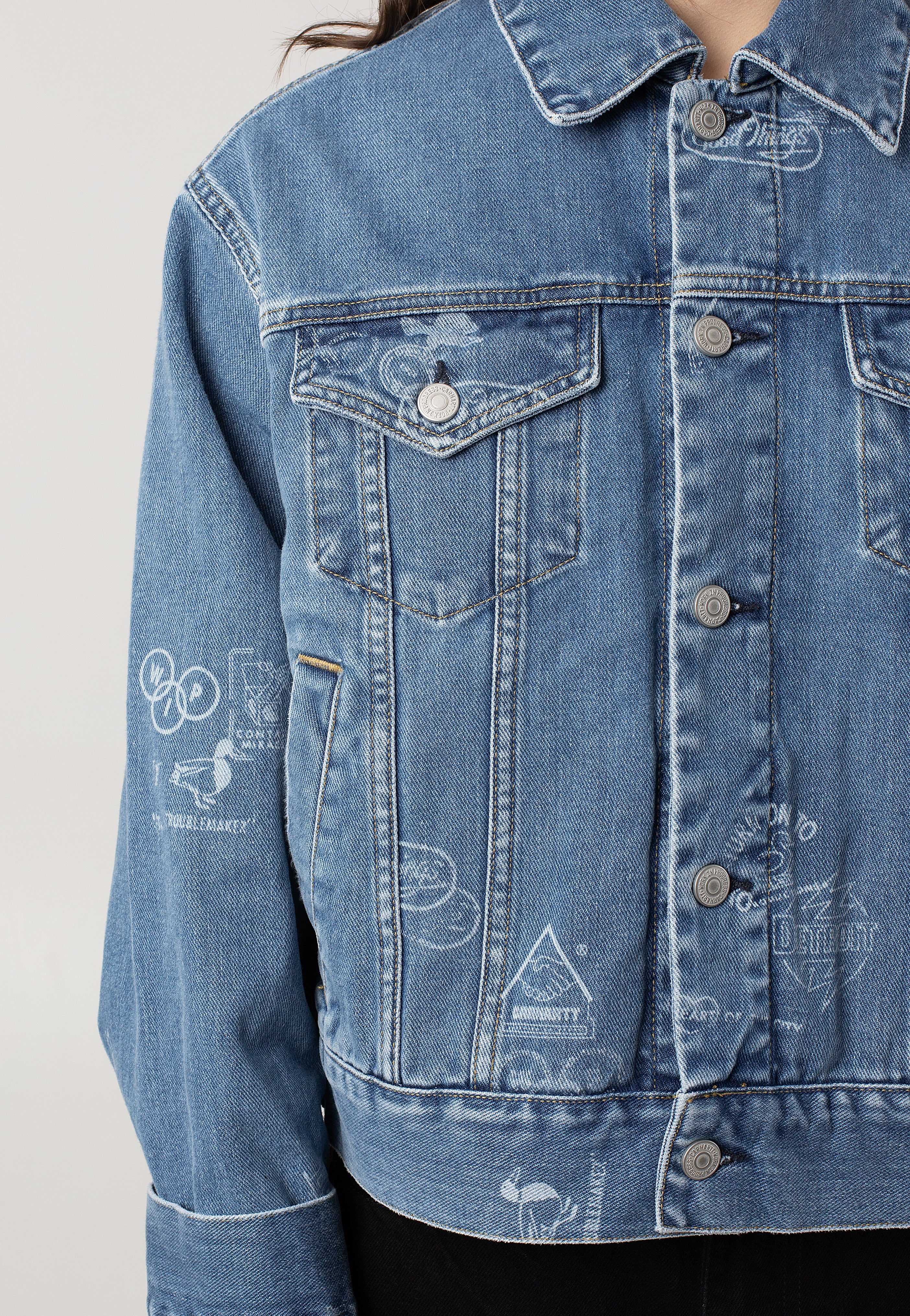 Carhartt WIP - W' Stamp Jeans Jacket Bleached Stamp Print/Blue - Jeans Jacket | Women-Image