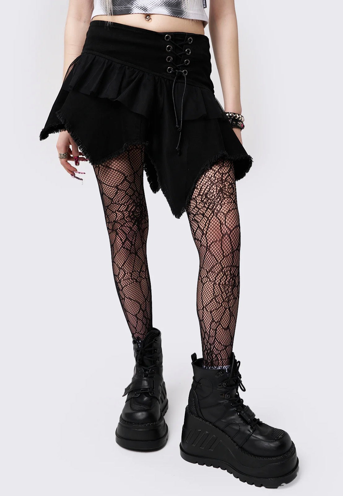 Minga London - Cassandra Asymmetric Lace Up Black - Skirt | Women-Image