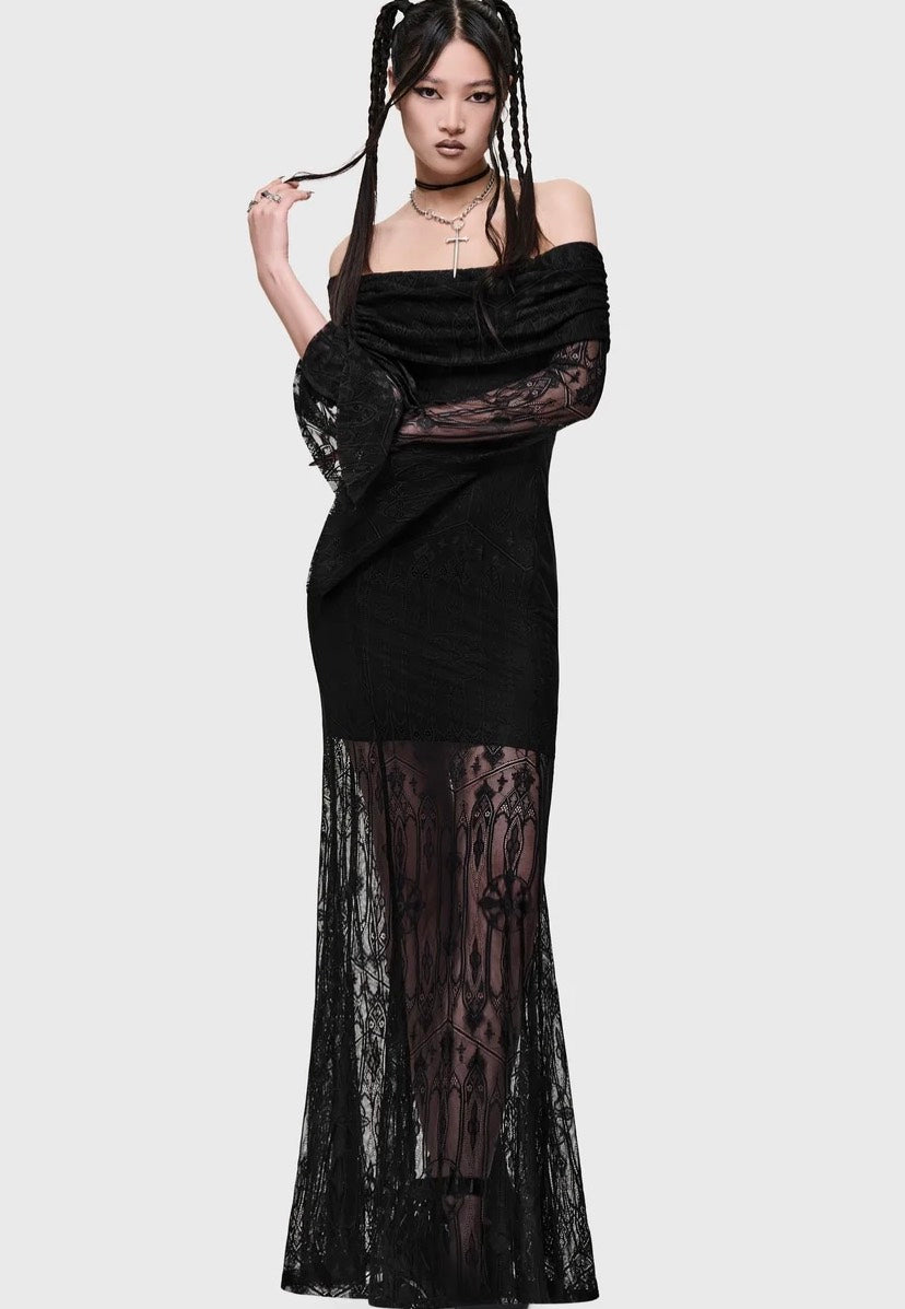 Killstar Cathedra Maxi Black Klänning | Women-Image