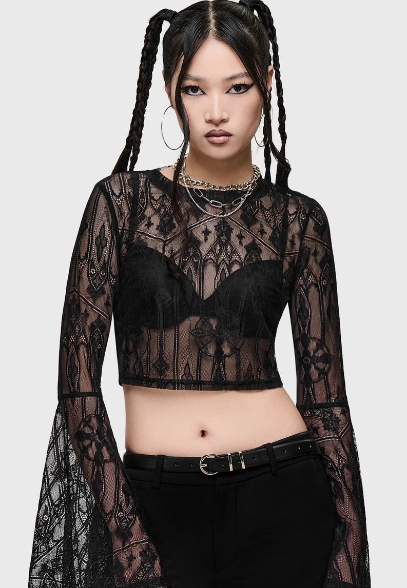 Killstar Cathedra Lace Black Top | Women-Image
