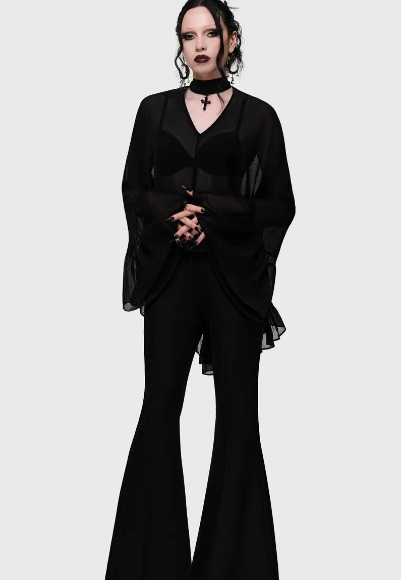 Killstar Cathedral Garden Chiffon Black Pusero | Women-Image