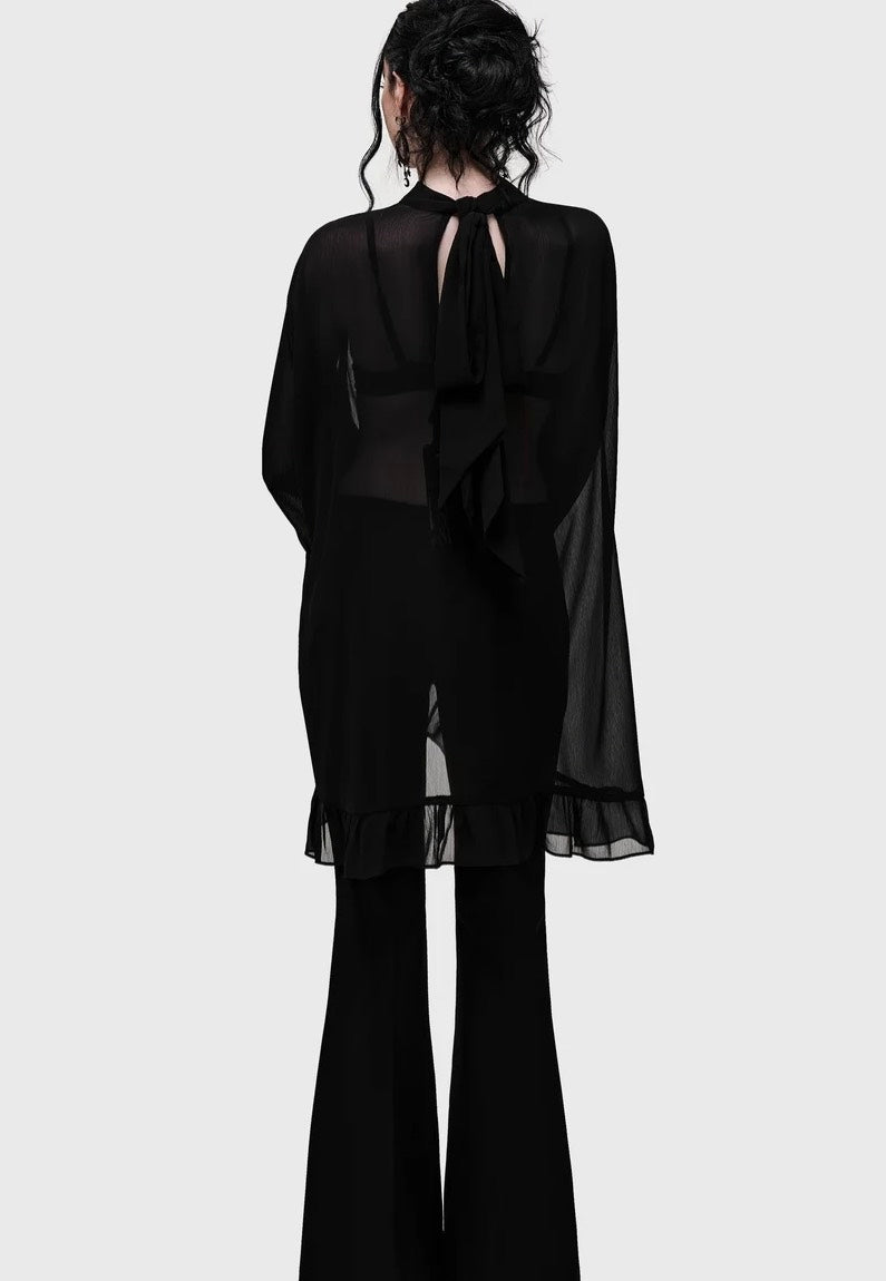 Killstar Cathedral Garden Chiffon Black Pusero | Women-Image