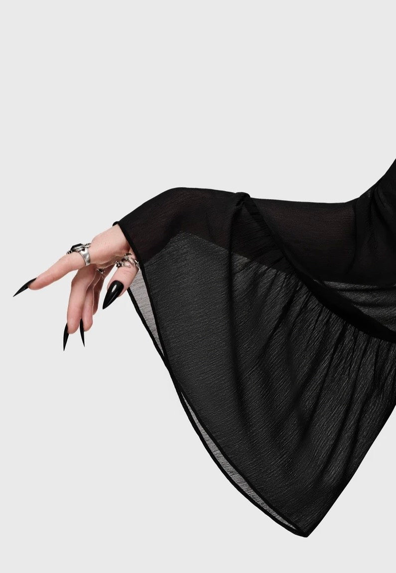 Killstar Cathedral Garden Chiffon Black Pusero | Women-Image