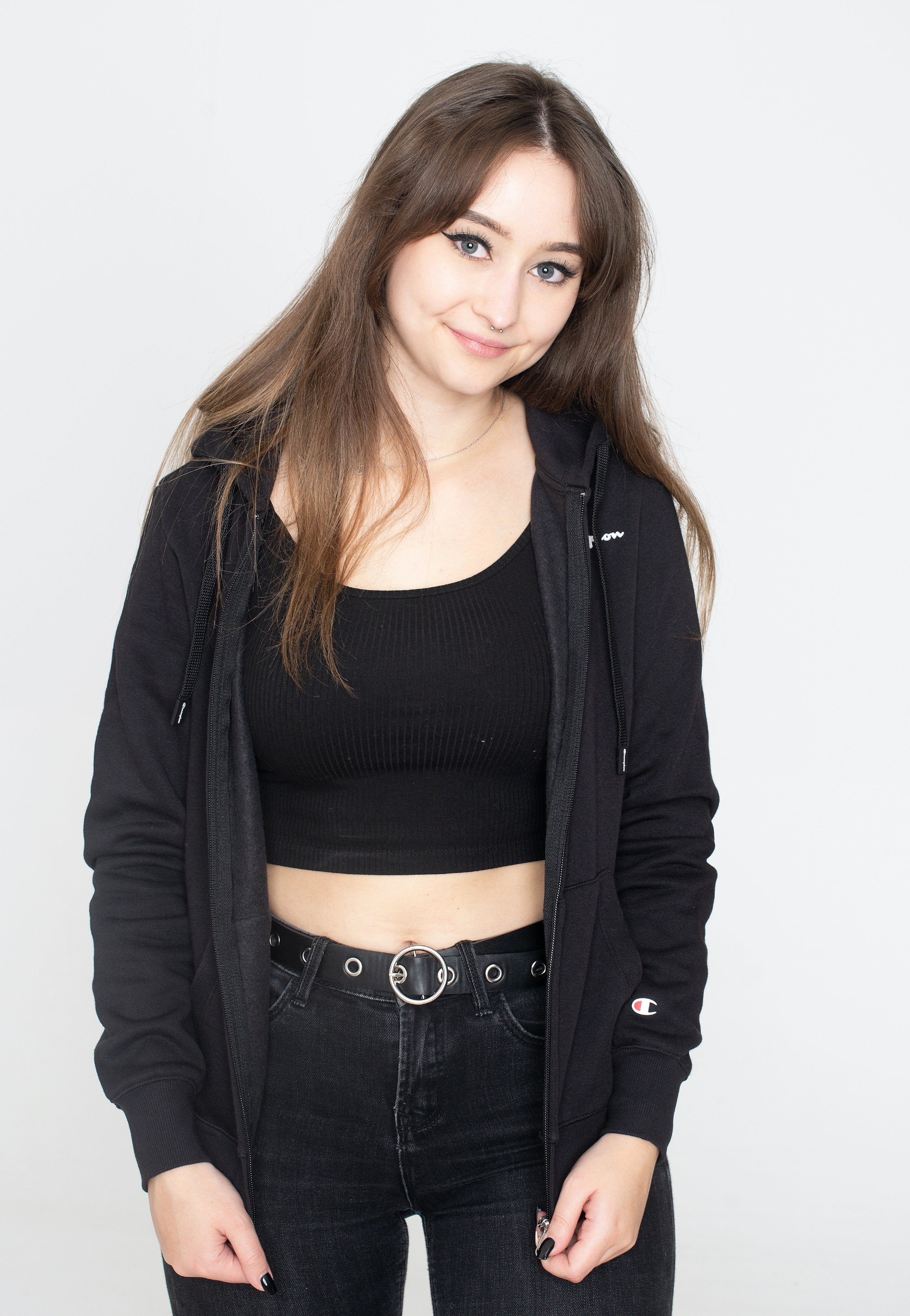 Champion - Hooded Full Zip Black Beauty - Zipper | Women-Image