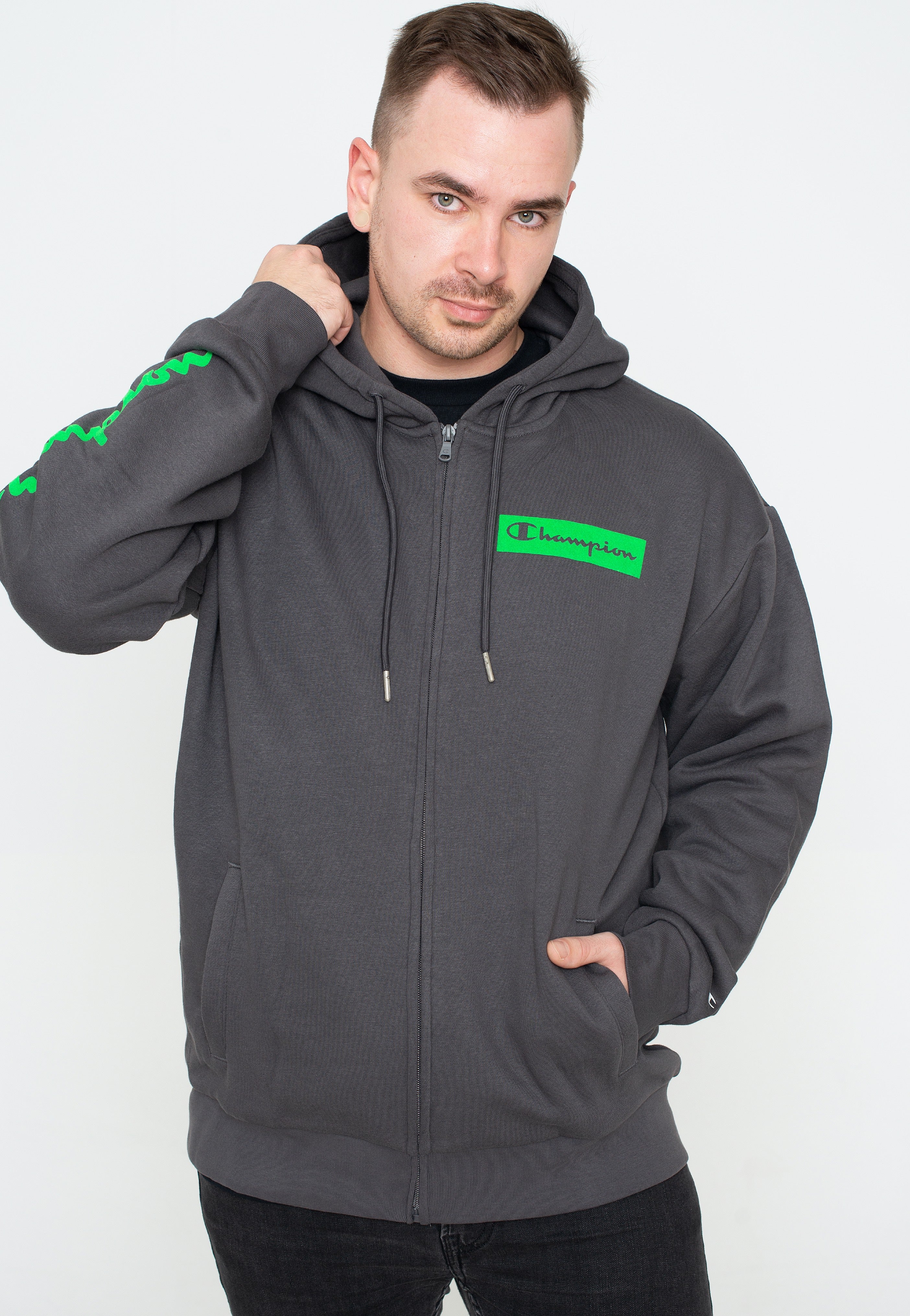 Champion - Hooded Full Zip Forged Iron - Zipper | Men-Image